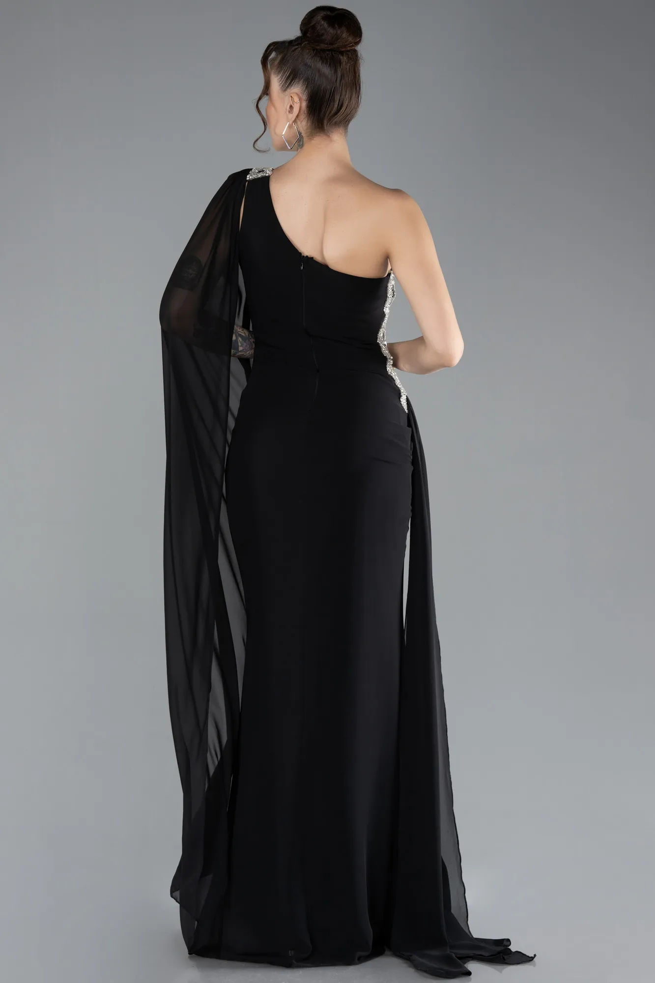 Black-Long Chiffon Evening Dress ABU4406