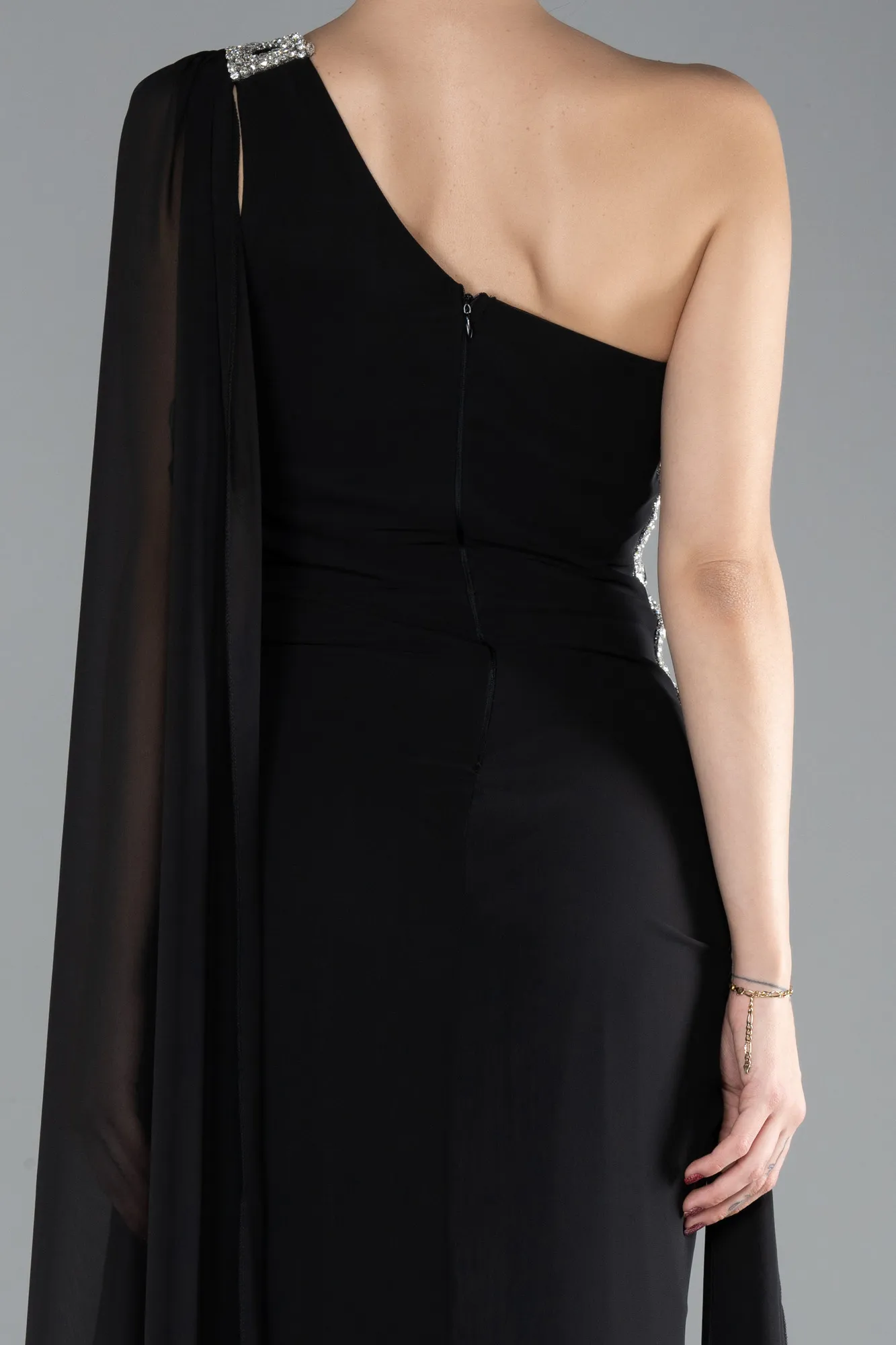 Black-Long Chiffon Evening Dress ABU4406