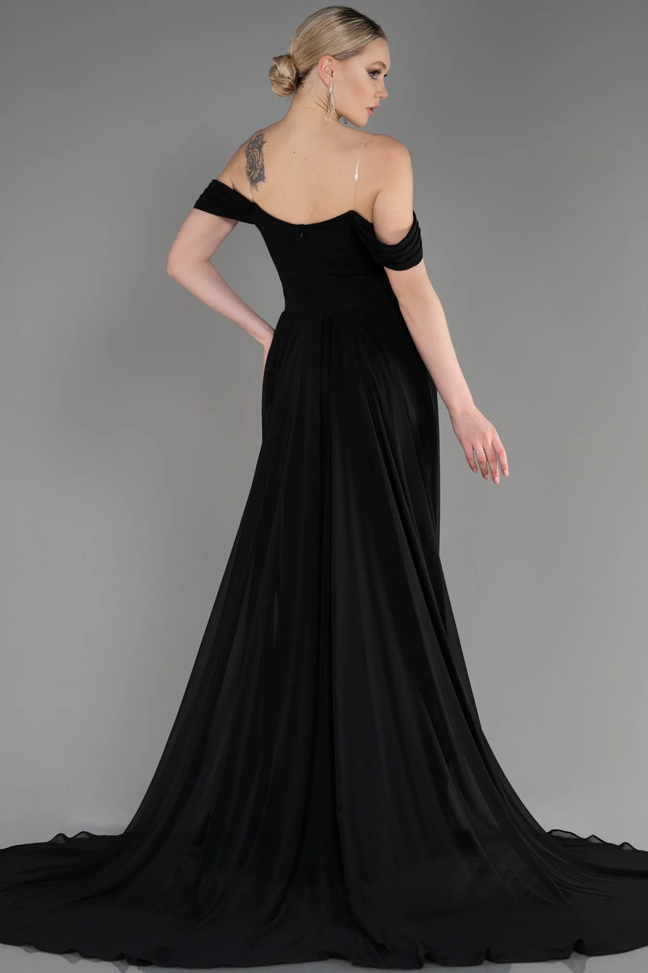 Black-Long Chiffon Formal Plus Size Dress ABU3803