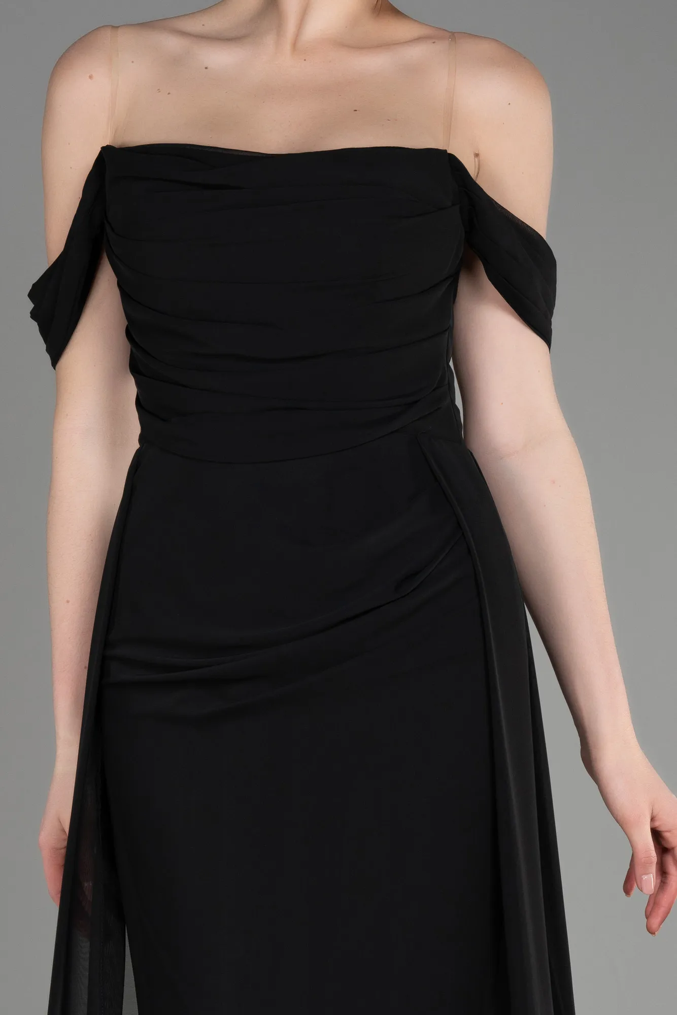 Black-Long Chiffon Formal Plus Size Dress ABU3803