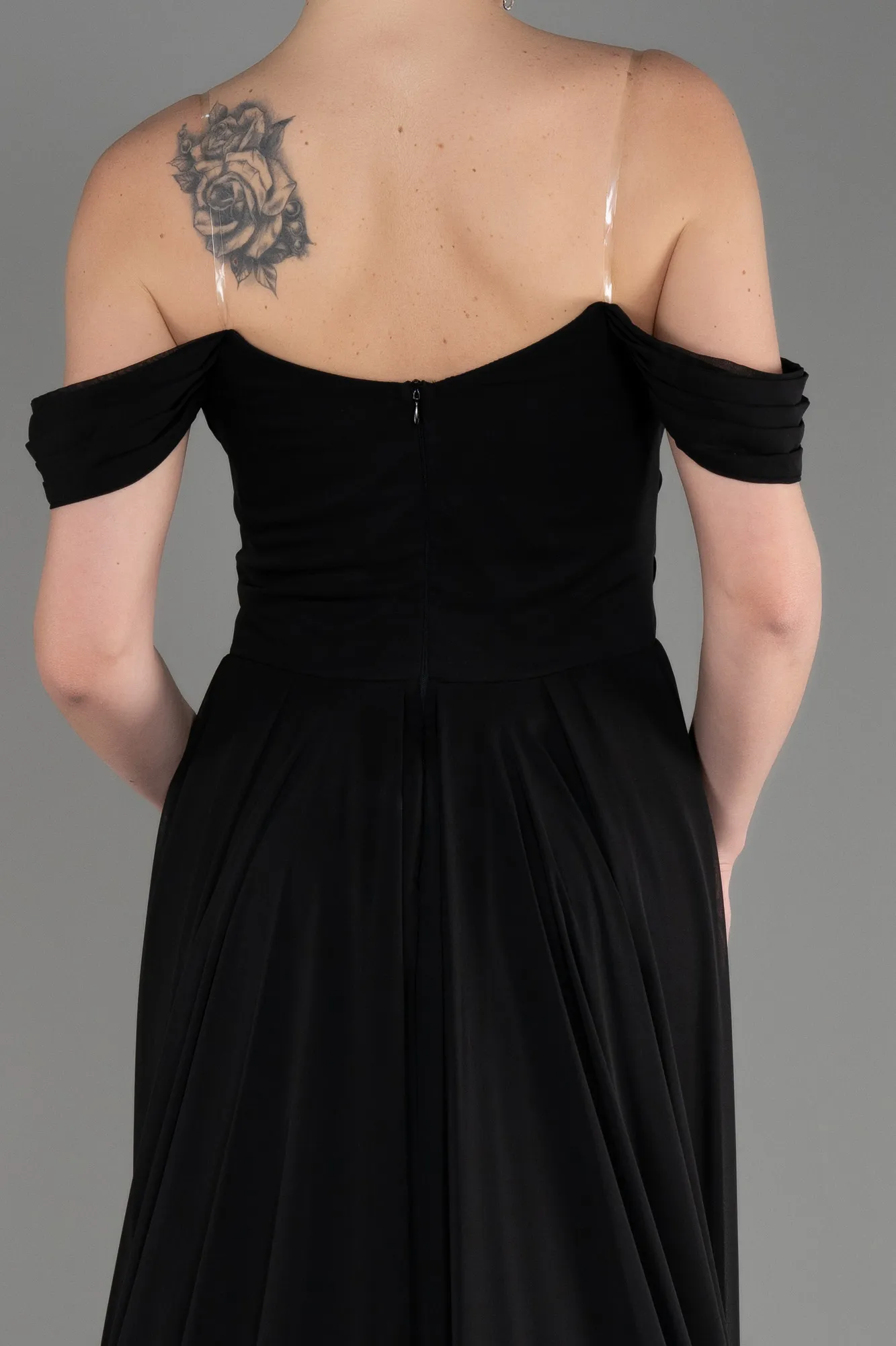 Black-Long Chiffon Formal Plus Size Dress ABU3803