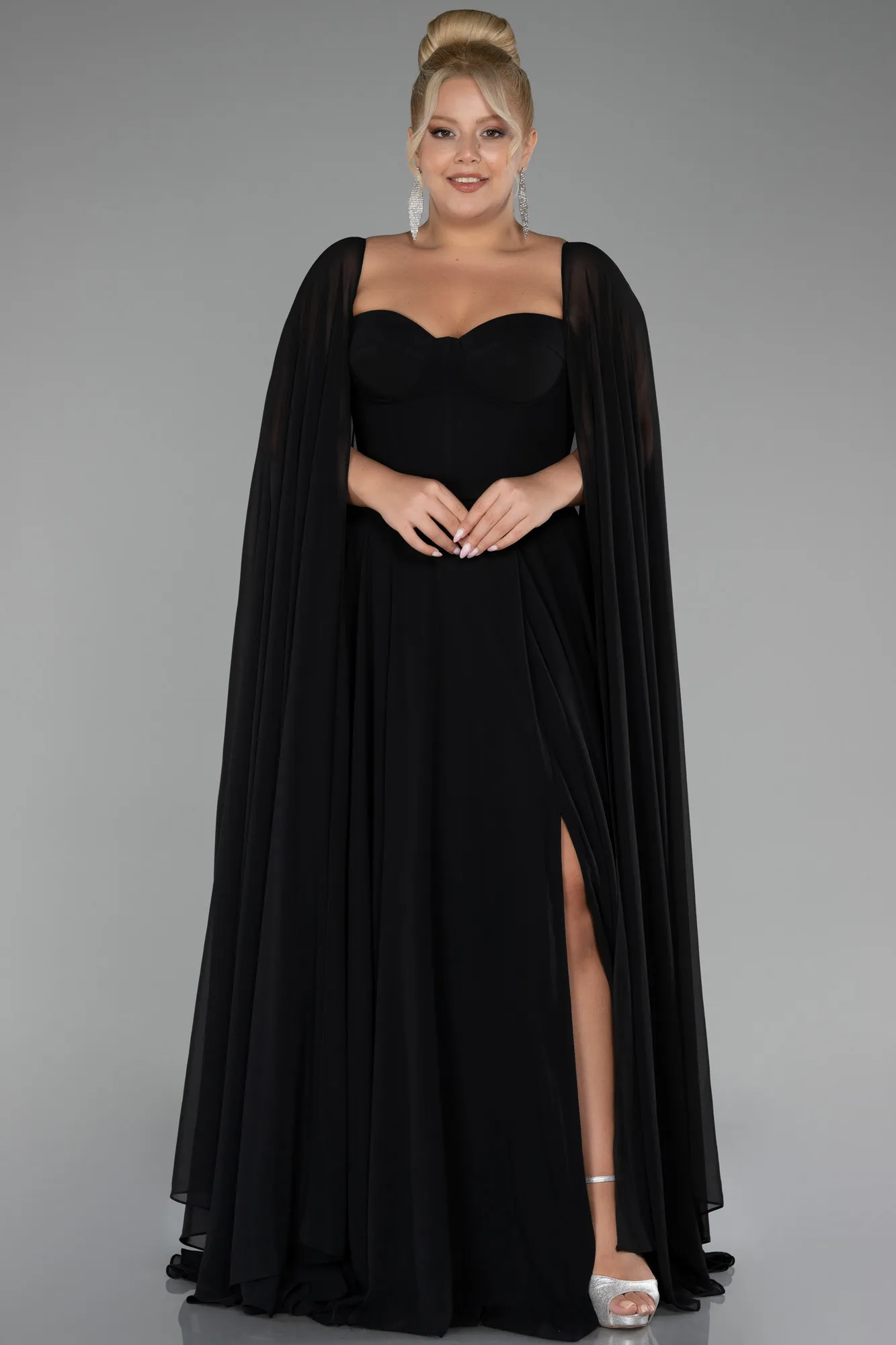 Black-Long Chiffon Formal Plus Size Dress ABU4161