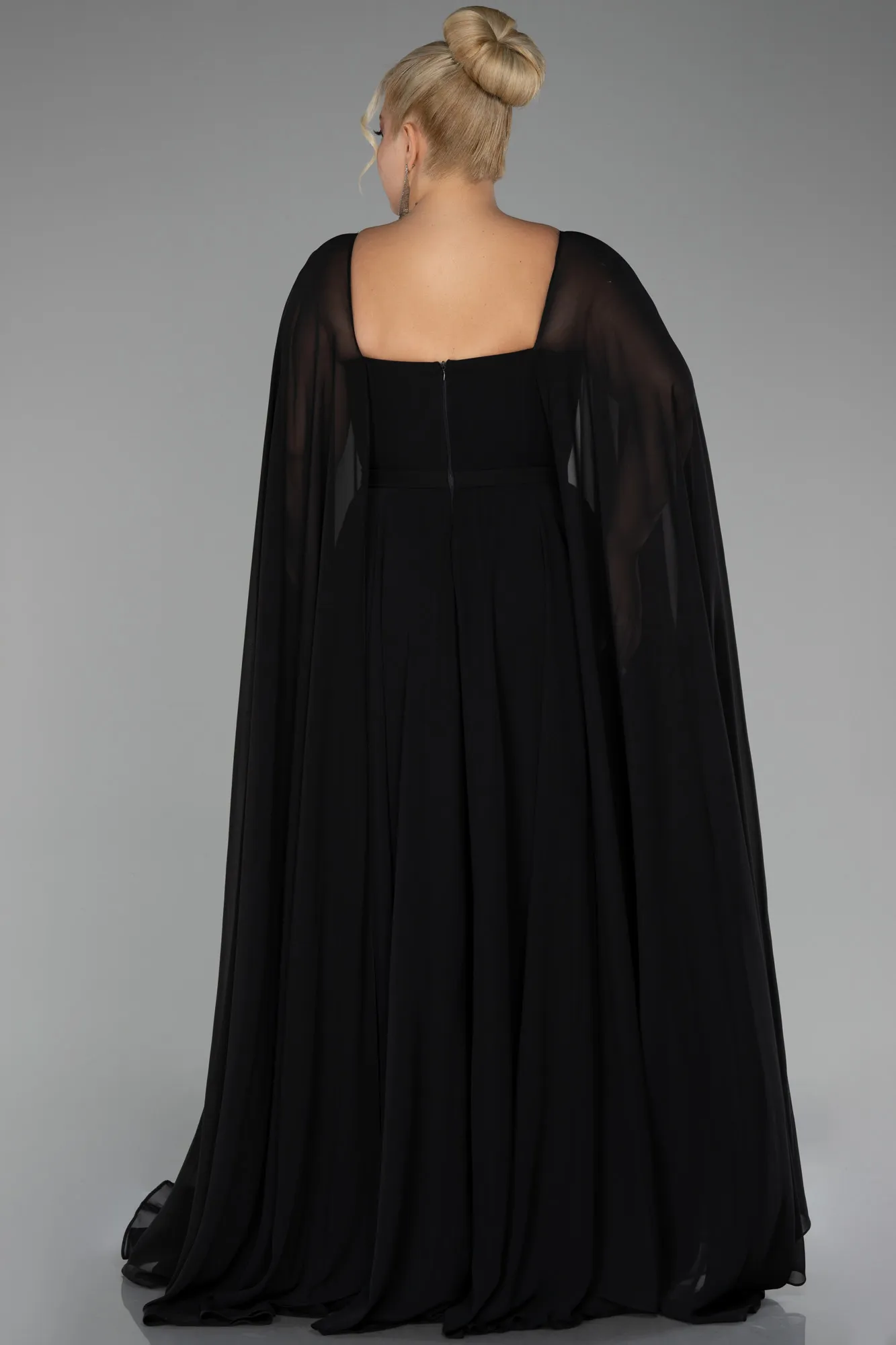 Black-Long Chiffon Formal Plus Size Dress ABU4161