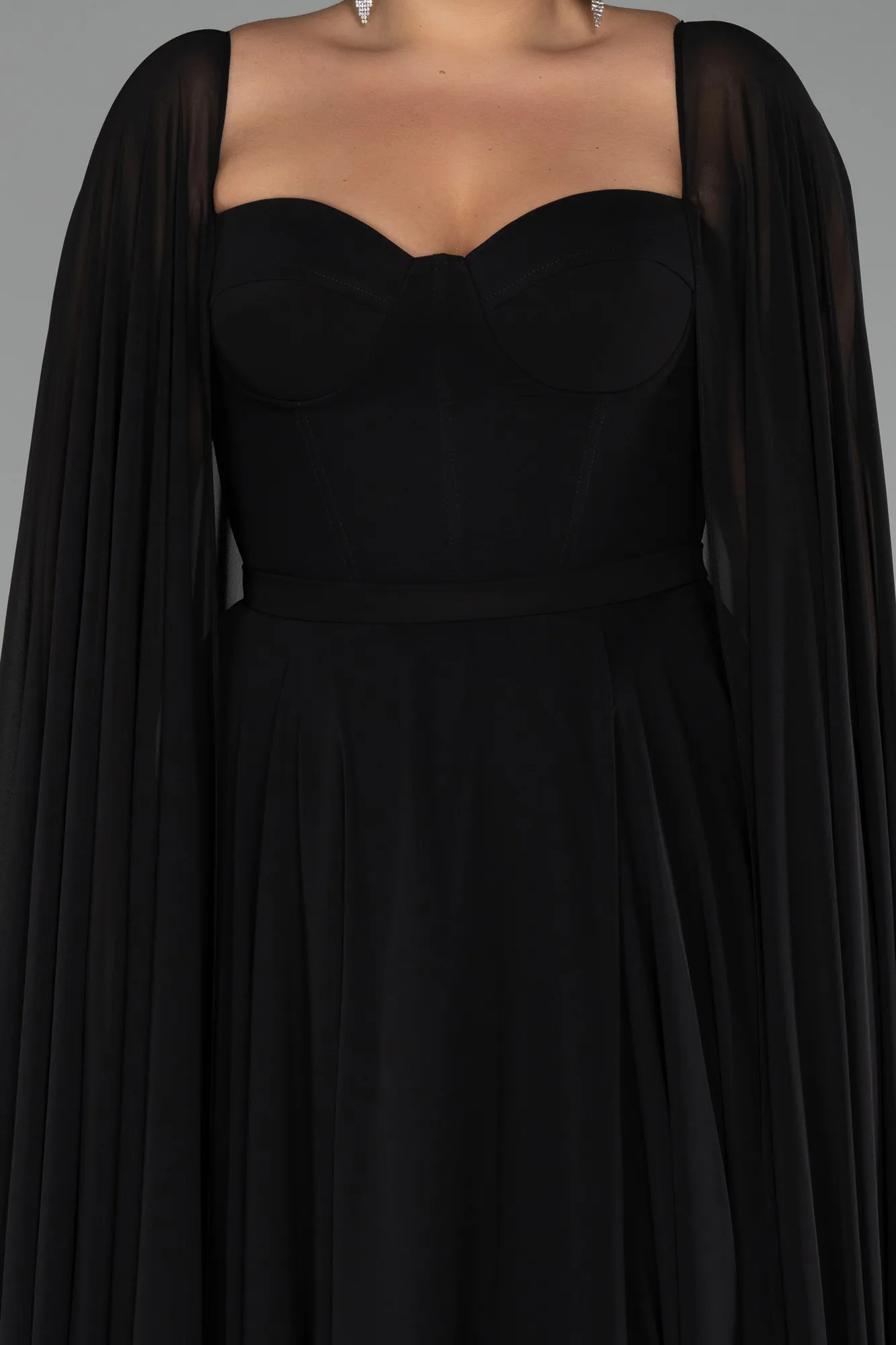 Black-Long Chiffon Formal Plus Size Dress ABU4161