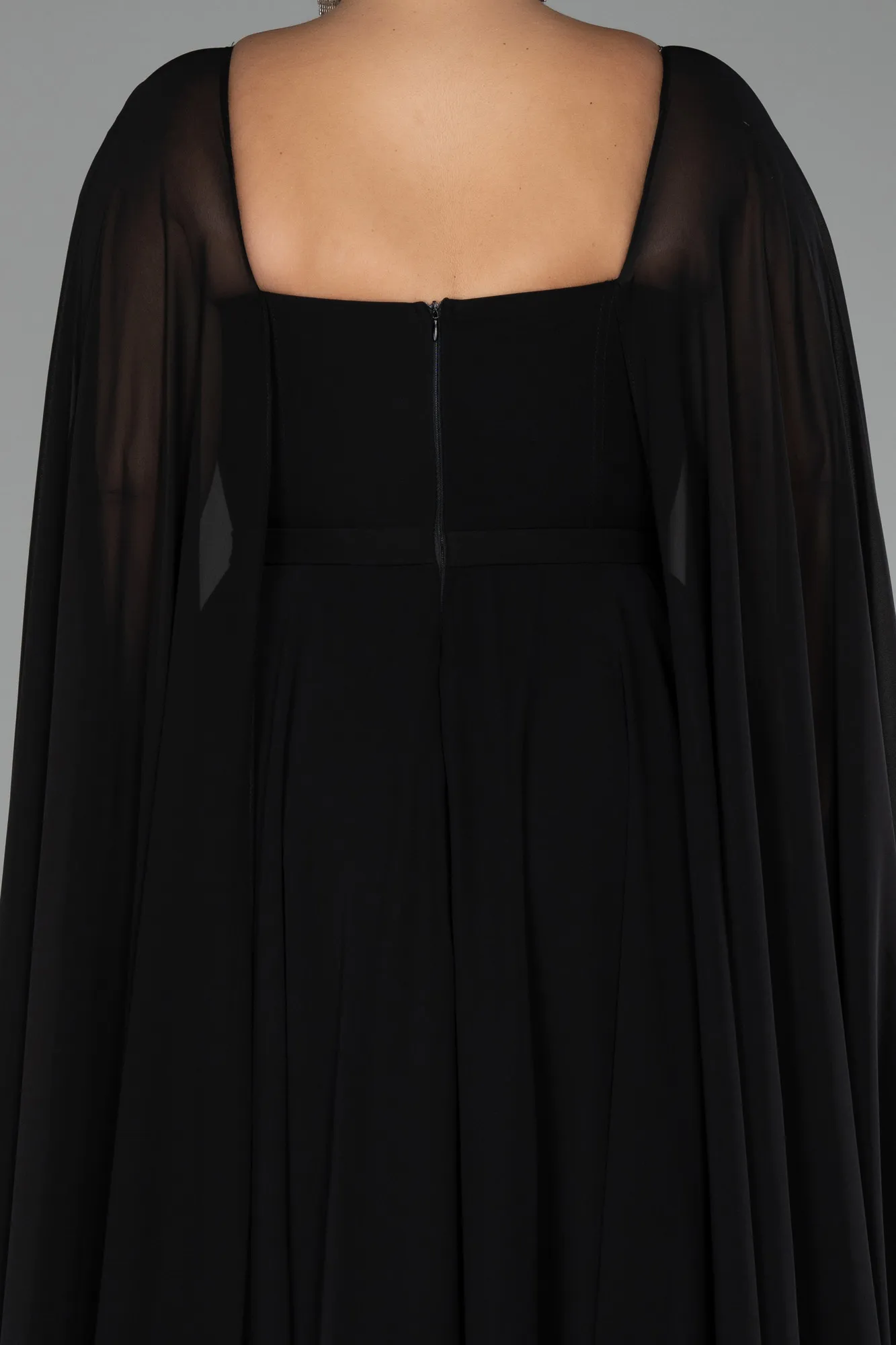 Black-Long Chiffon Formal Plus Size Dress ABU4161