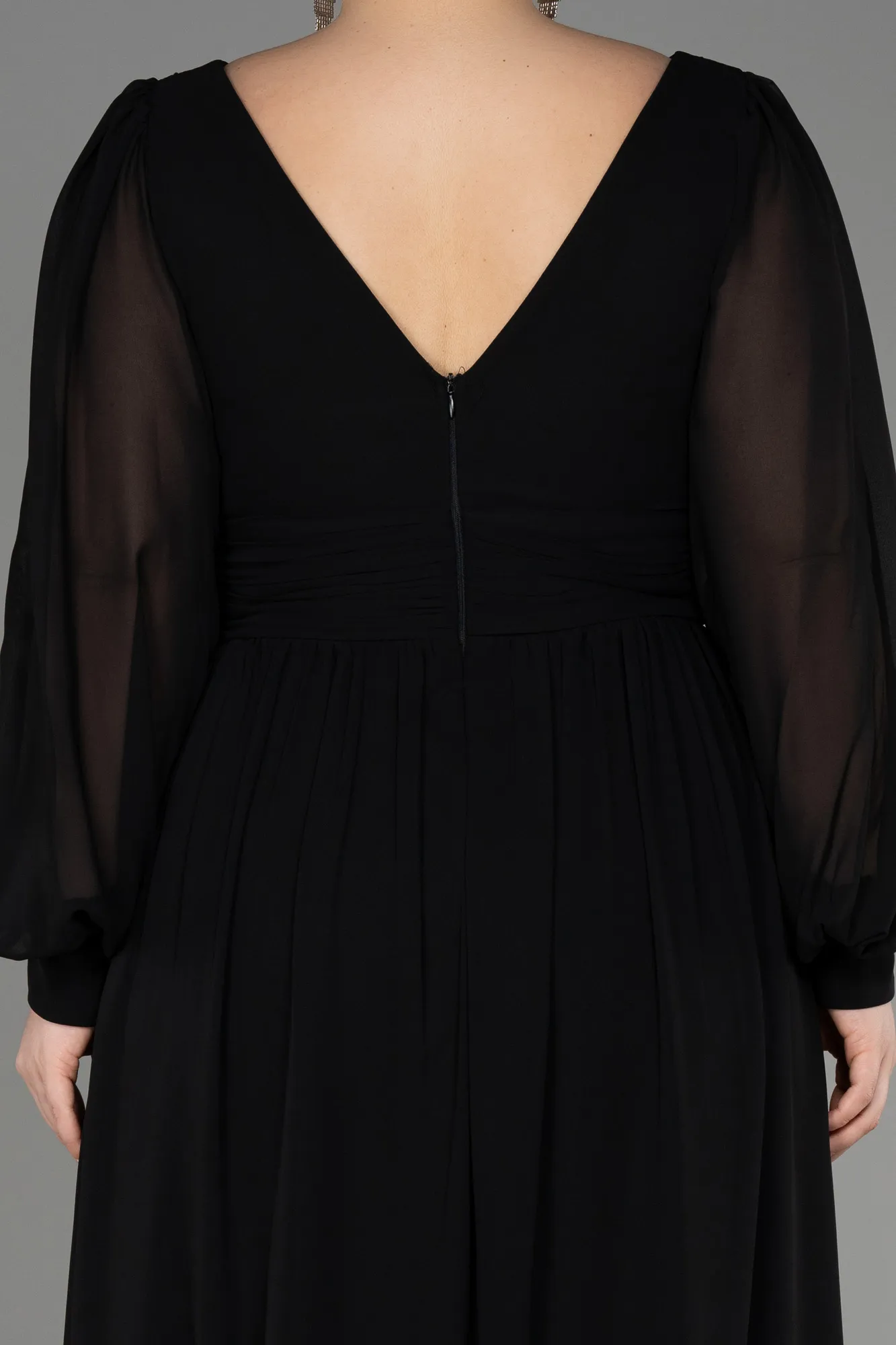 Black-Long Chiffon Oversized Evening Dress ABU1988