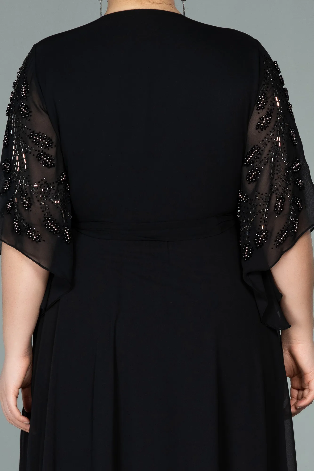 Black-Long Chiffon Plus Size Evening Dress ABU2071
