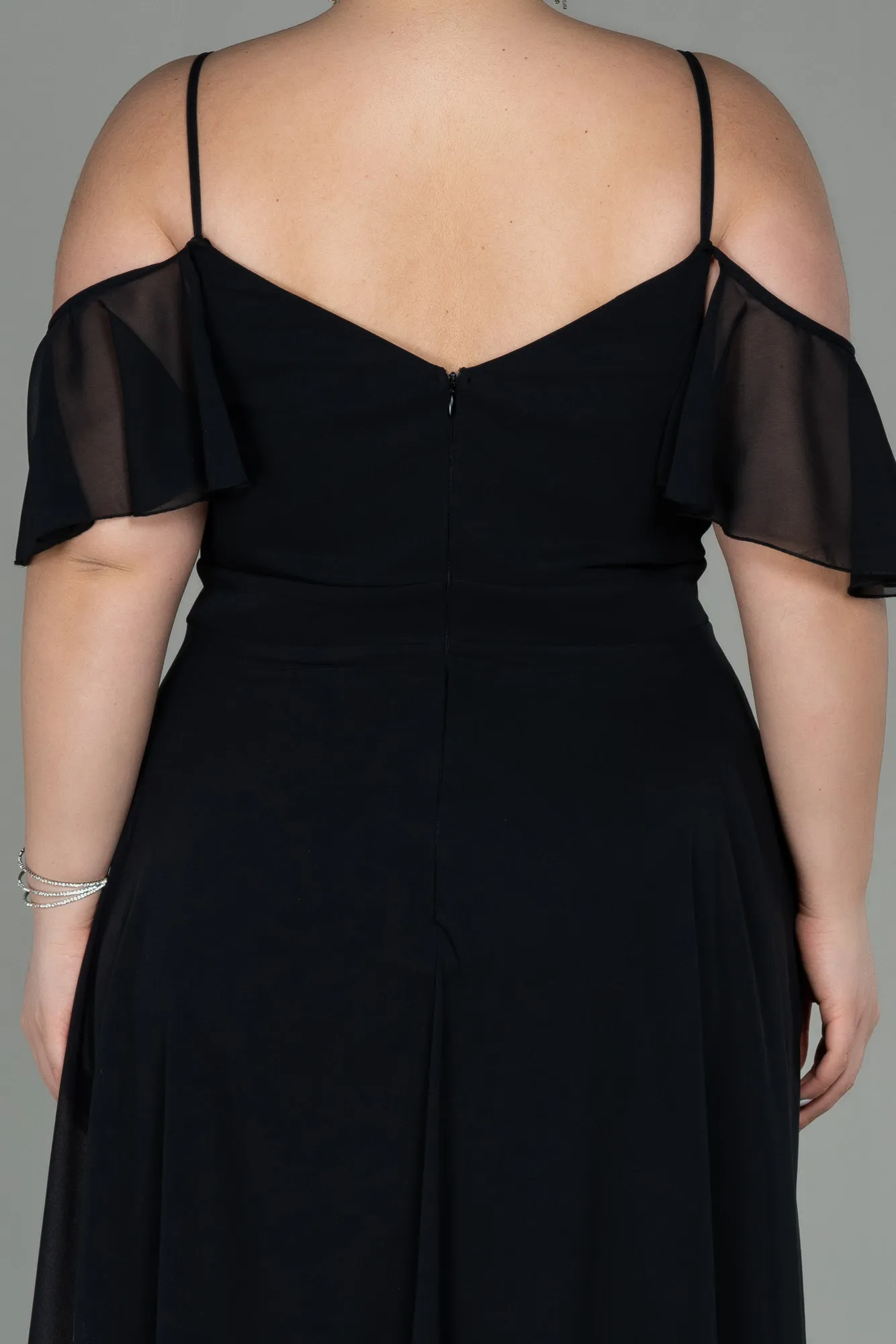 Black-Long Chiffon Plus Size Evening Dress ABU2875