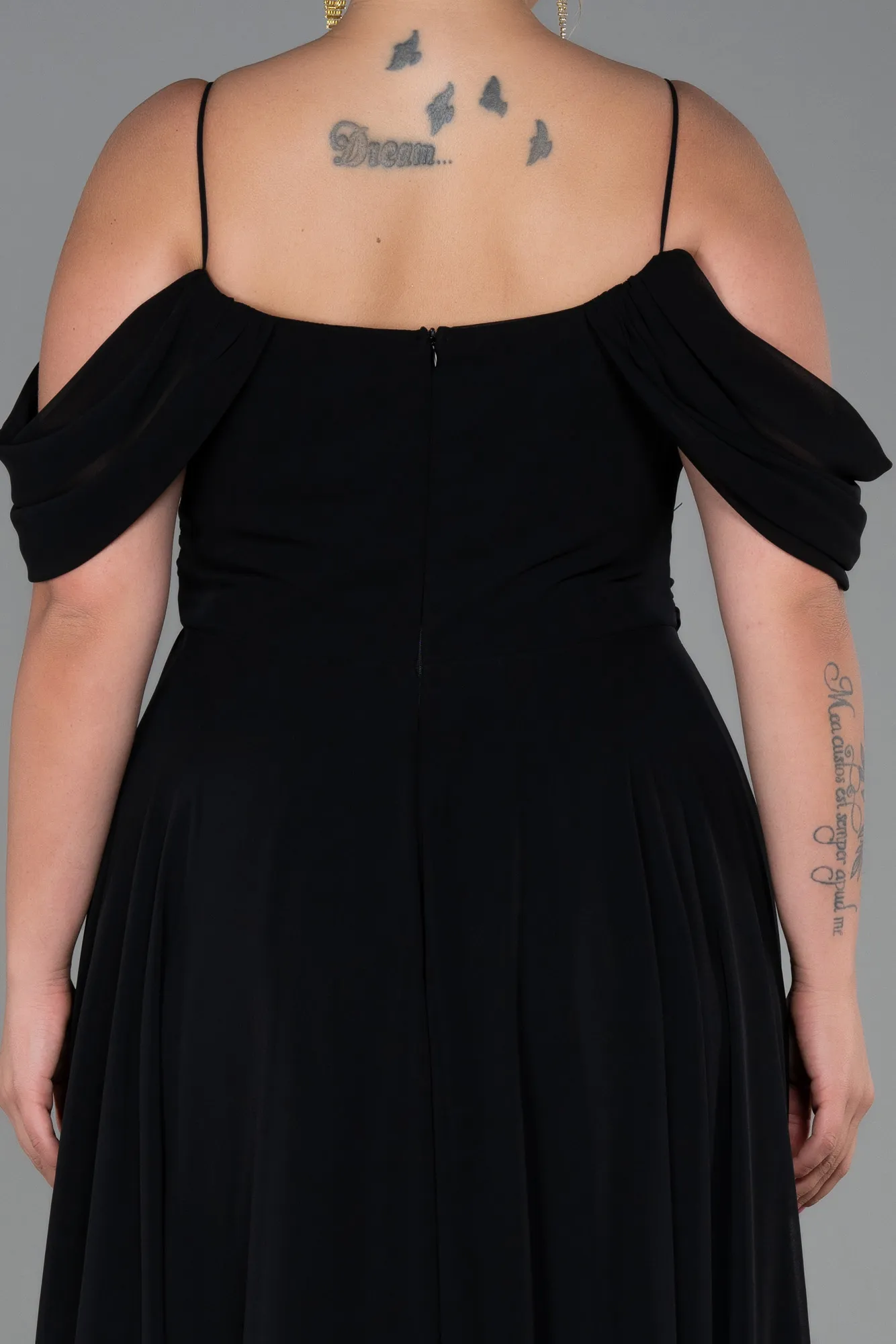 Black-Long Chiffon Plus Size Evening Dress ABU3168