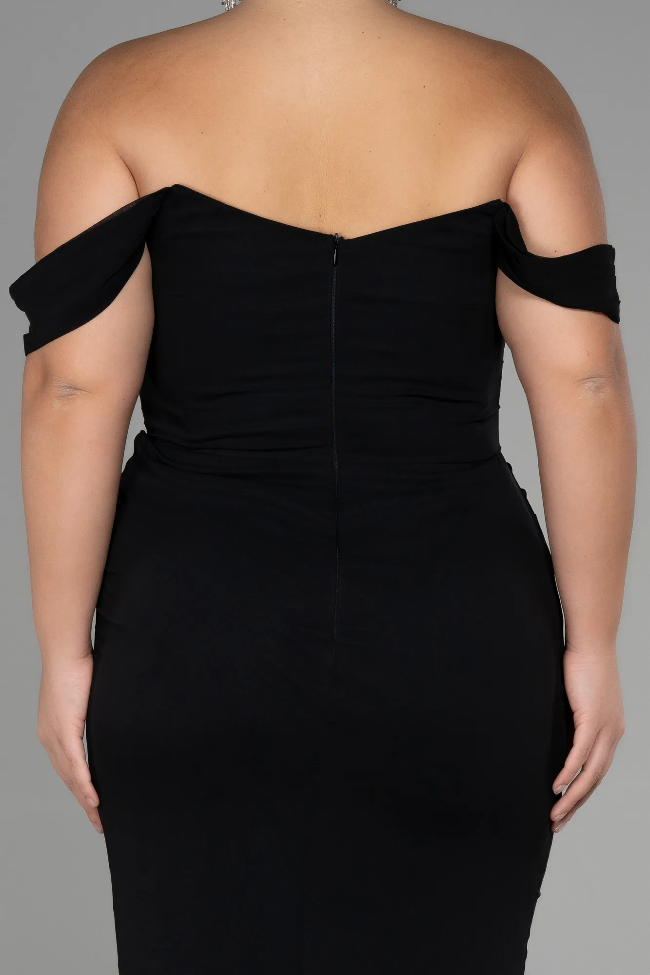 Black-Long Chiffon Plus Size Evening Dress ABU3353