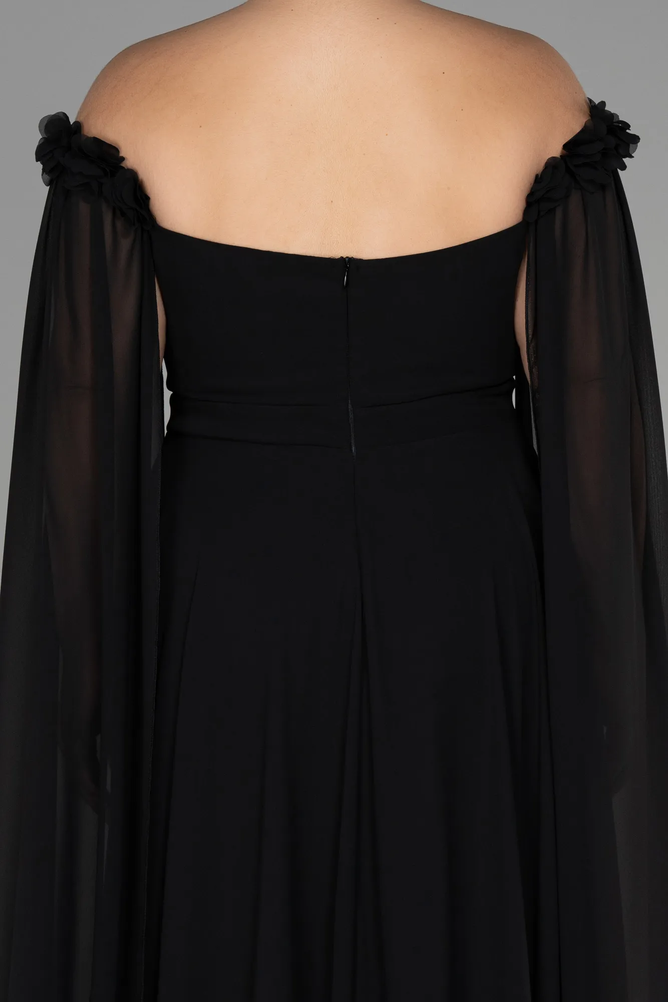 Black-Long Chiffon Plus Size Evening Dress ABU3464