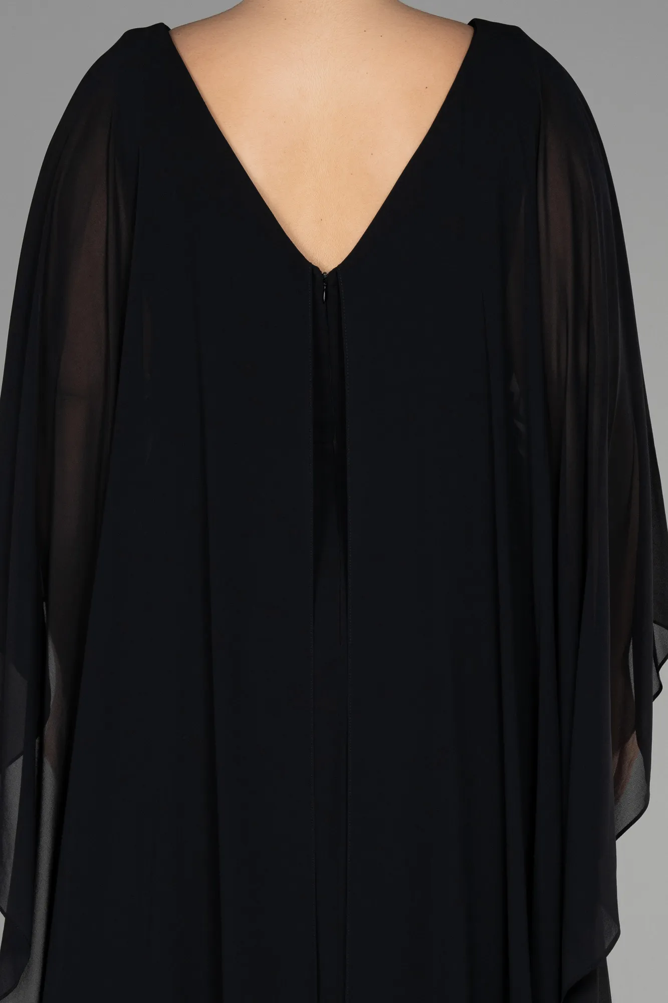 Black-Long Chiffon Plus Size Evening Dress ABU3488