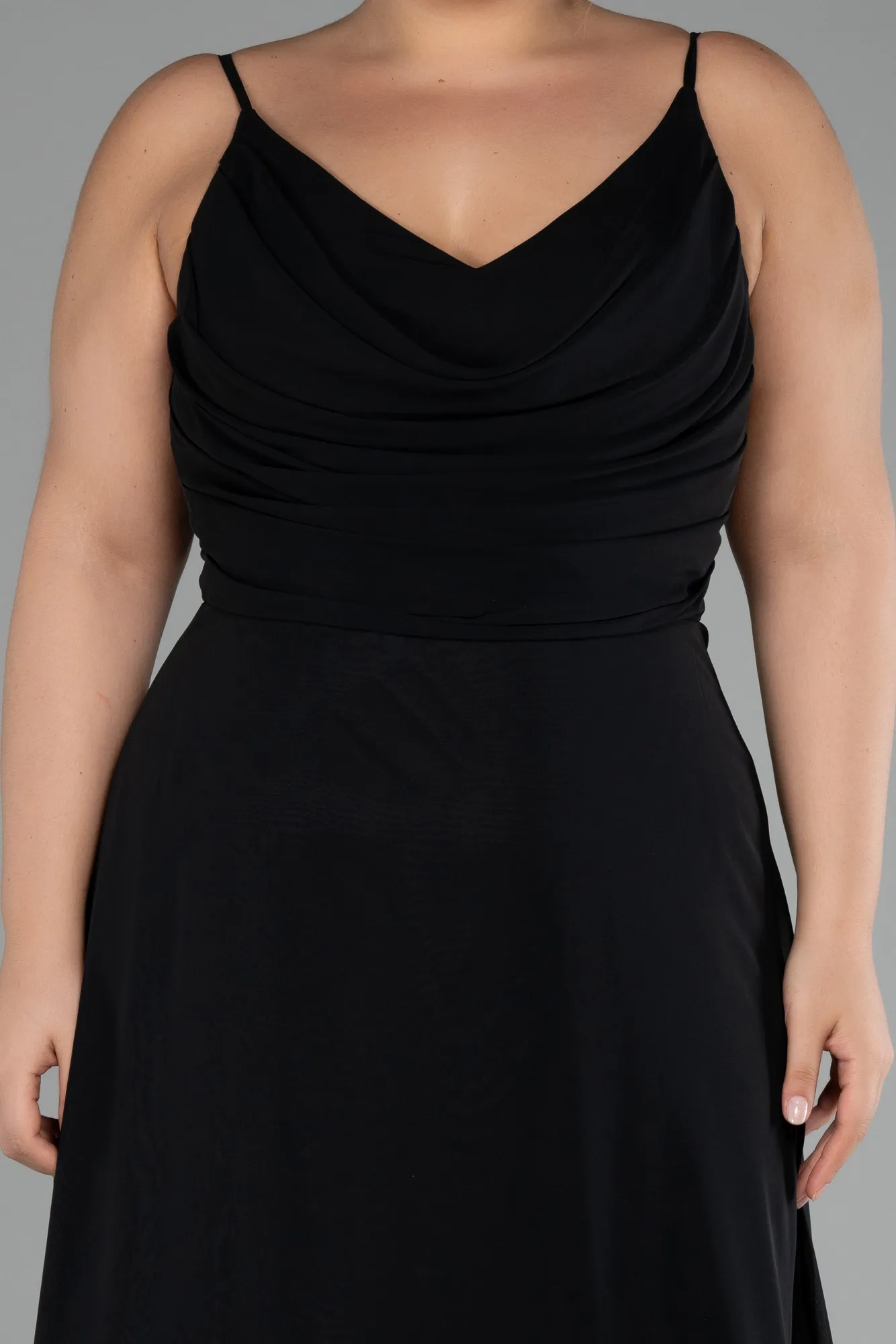 Black-Long Chiffon Plus Size Prom Dress ABU4166