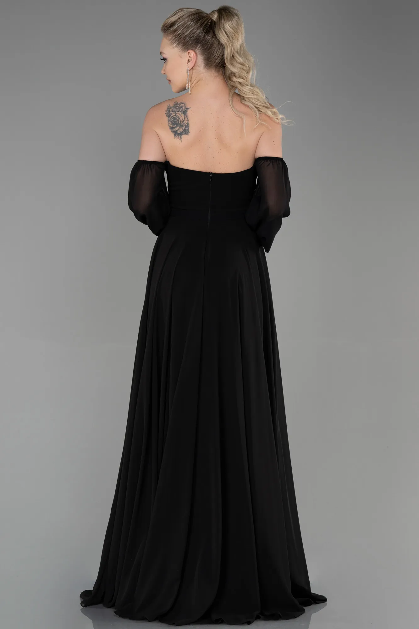 Black-Long Chiffon Prom Gown ABU2457