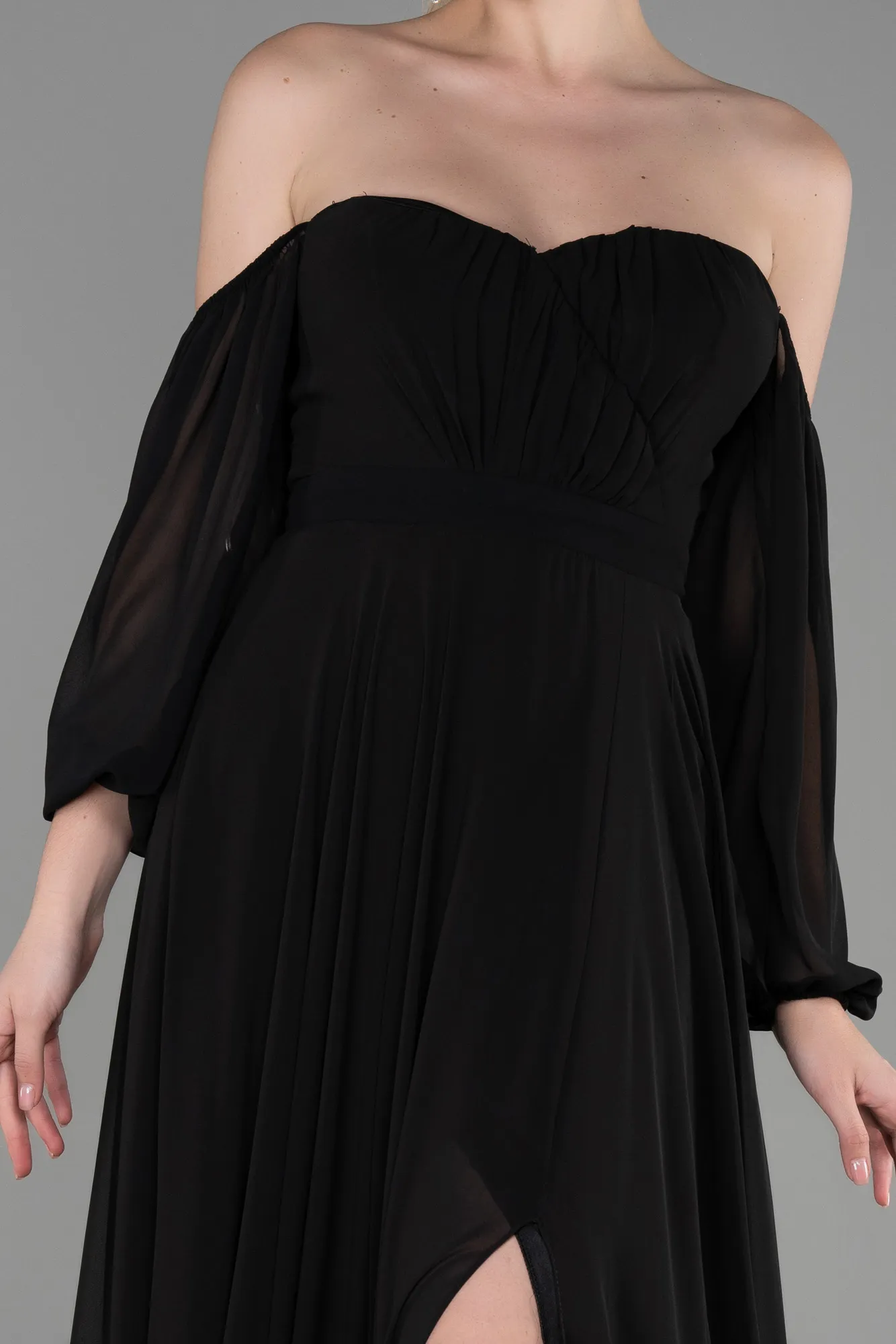 Black-Long Chiffon Prom Gown ABU2457