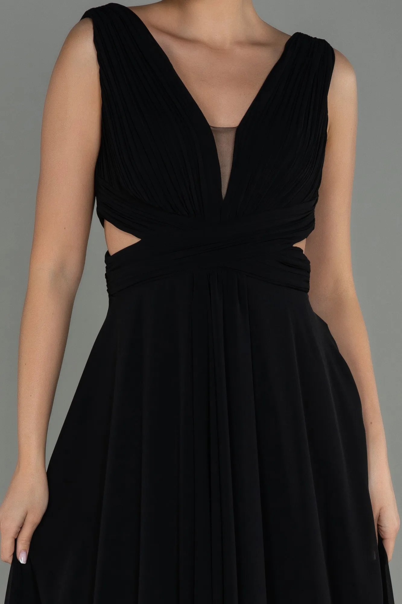 Black-Long Chiffon Prom Gown ABU3066