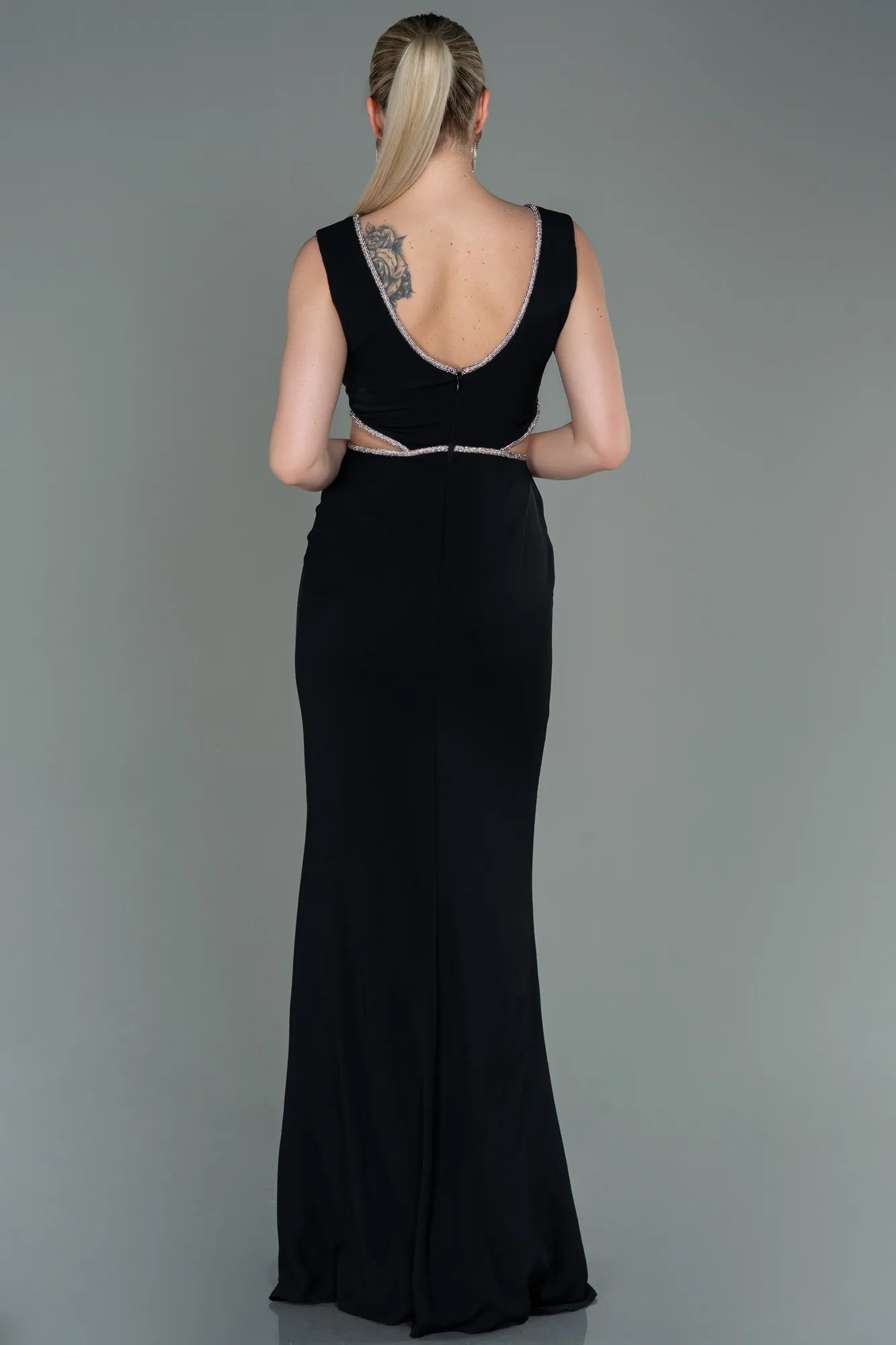Black-Long Chiffon Prom Gown ABU3184