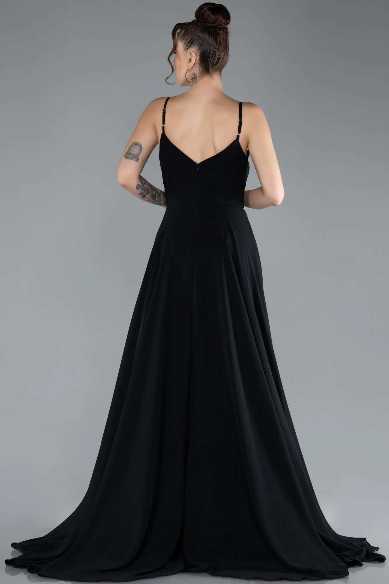 Black-Long Chiffon Prom Gown ABU4412