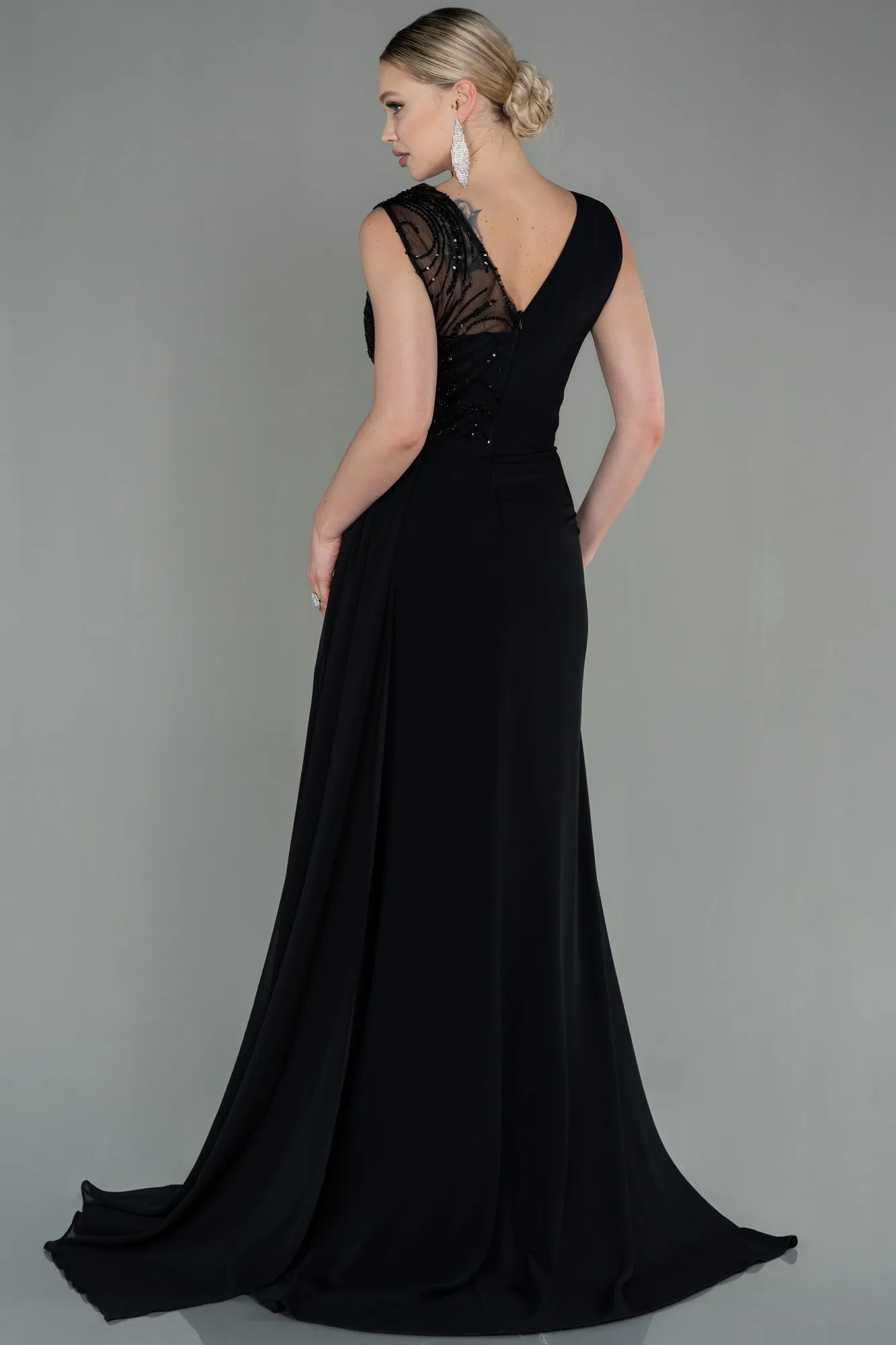 Black-Long Dantelle Evening Dress ABU2951