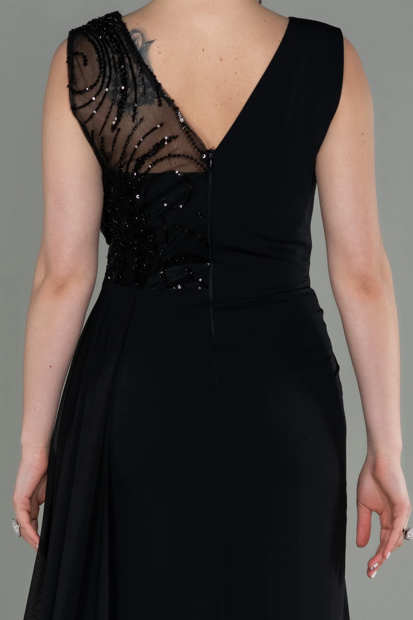 Black-Long Dantelle Evening Dress ABU2951