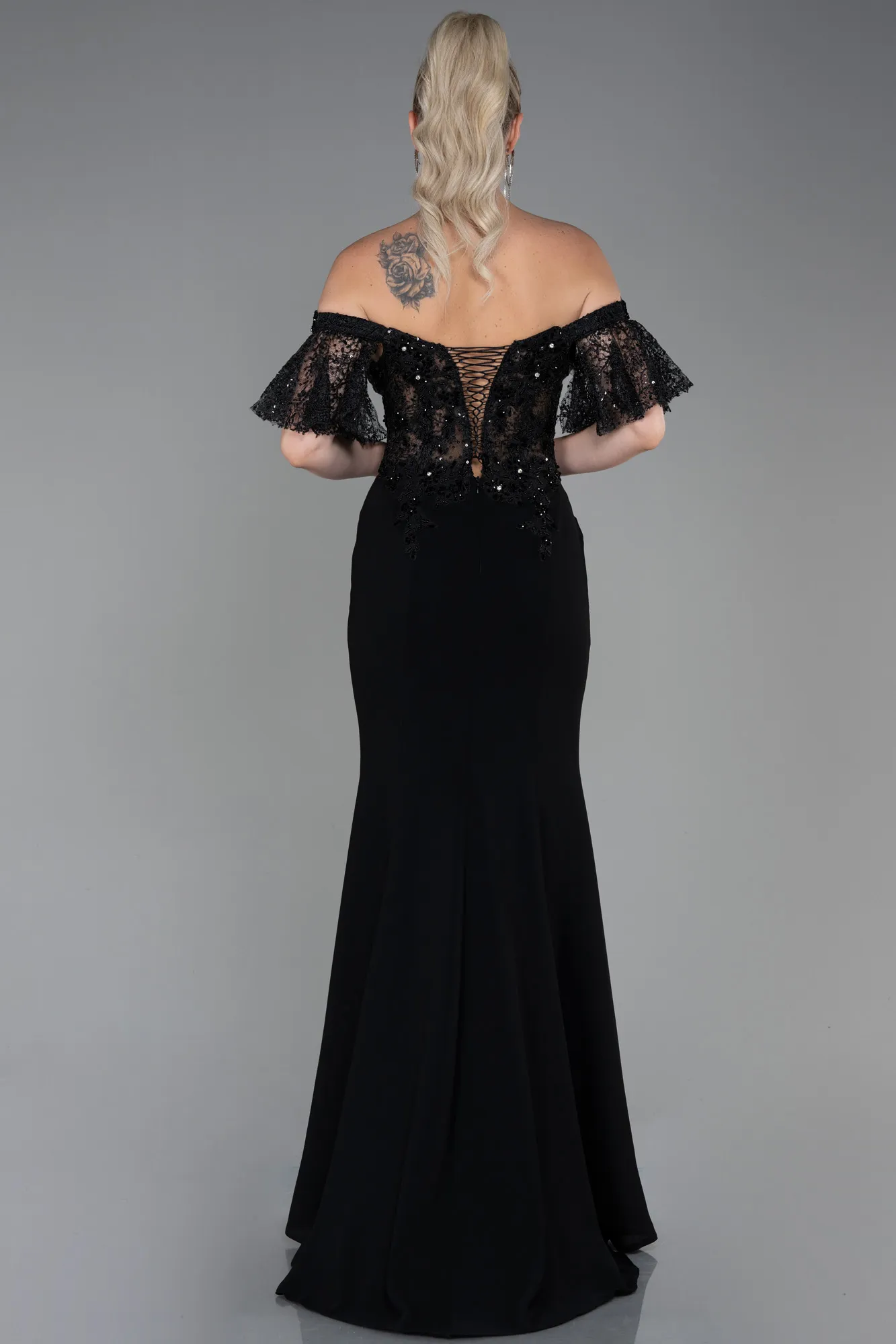 Black-Long Dantelle Mermaid Prom Dress ABU2581