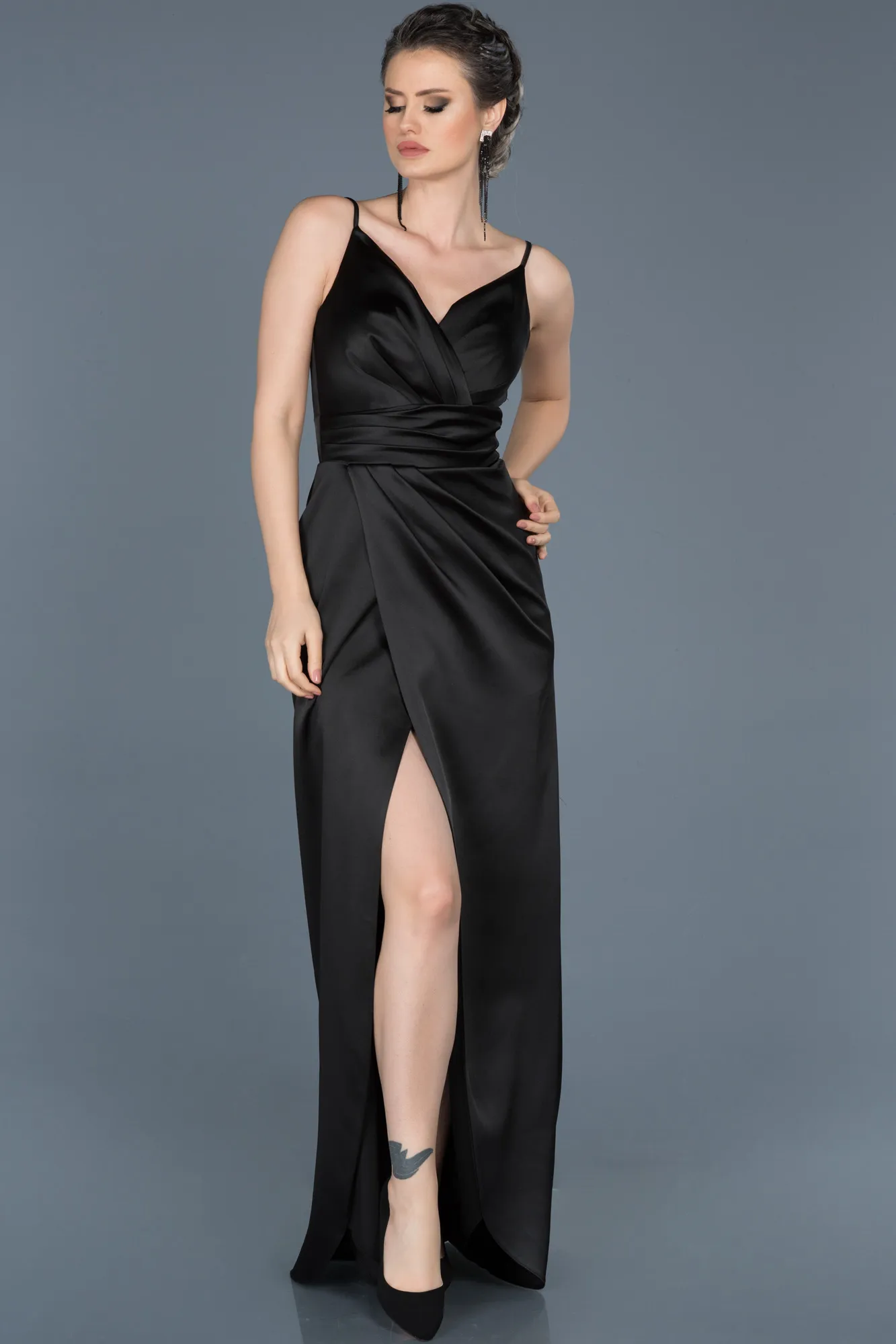 Black-Long Engagement Dress ABU564