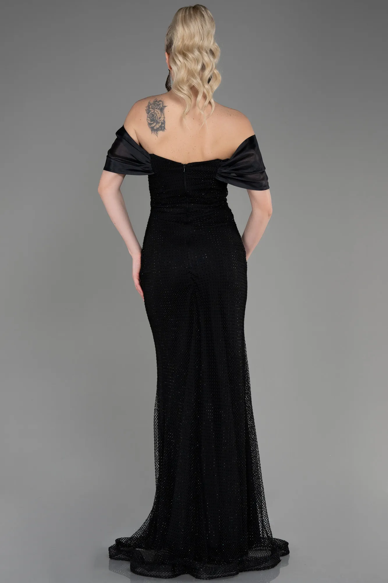 Black-Long File Mermaid Prom Dress ABU3769