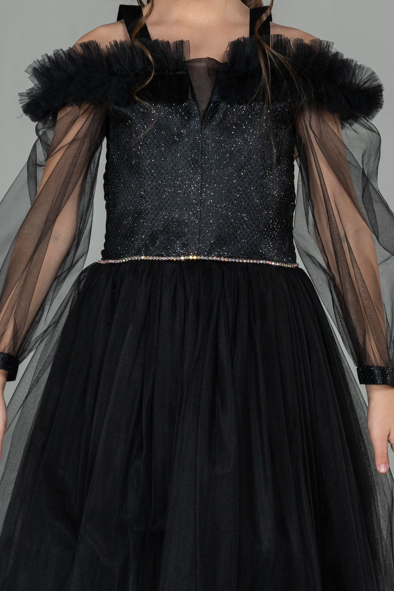 Black-Long Girl Dress ABU2444