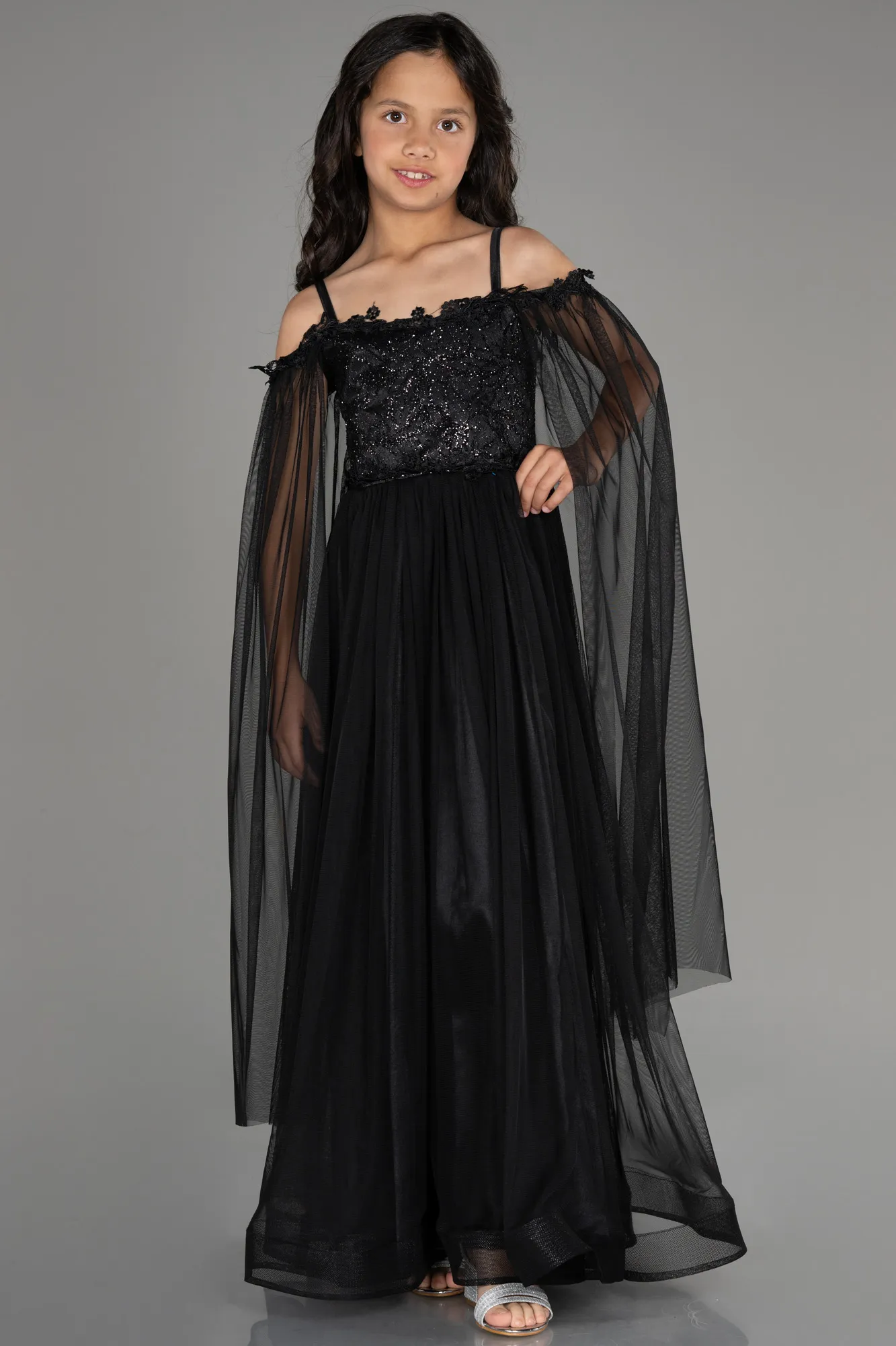 Black-Long Girl Dress ABU3029