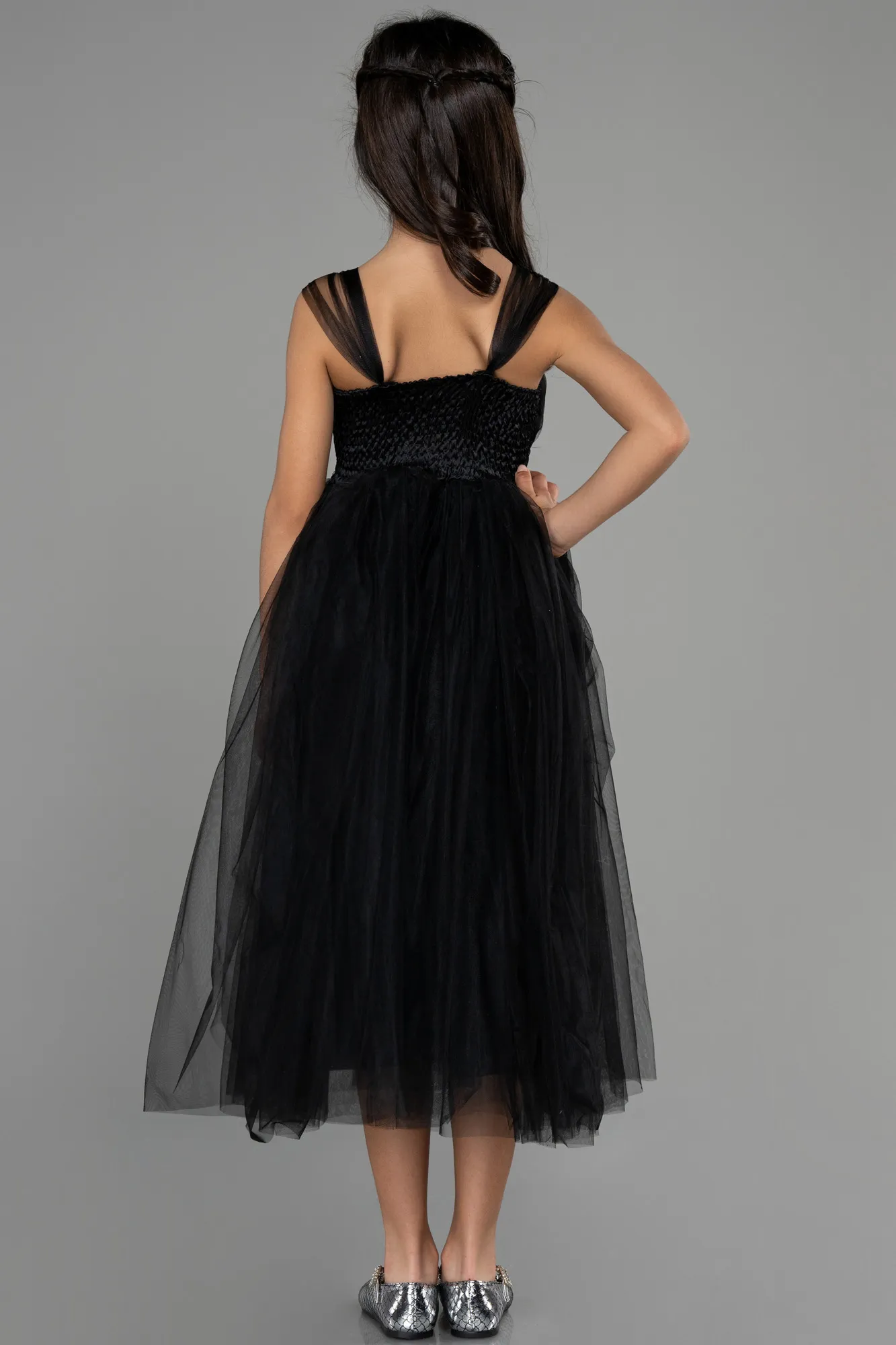 Black-Long Girl Dress ABU3031