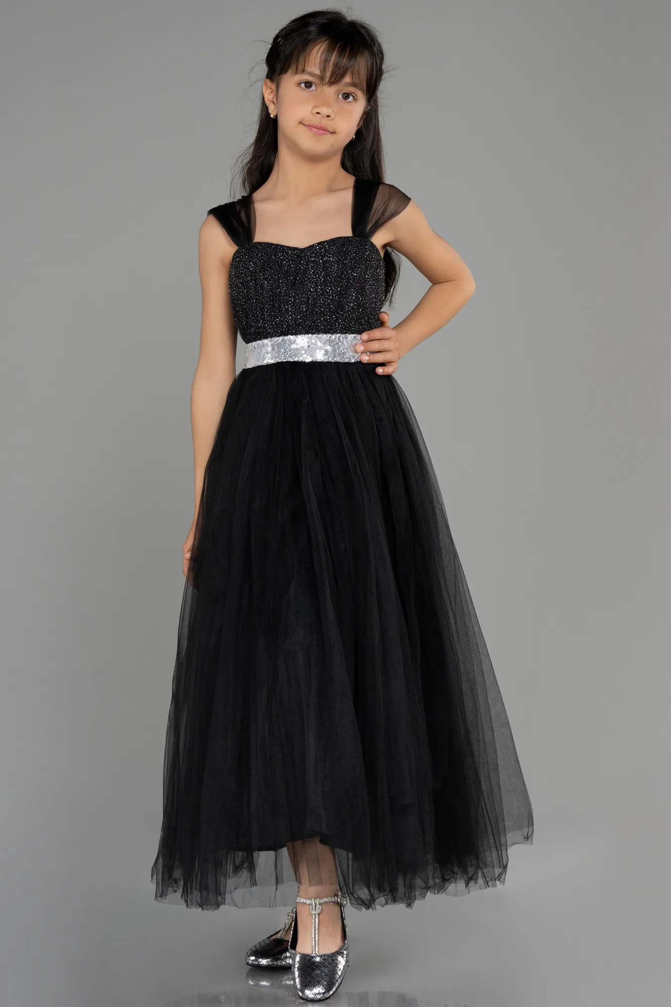 Black-Long Girl Dress ABU3566