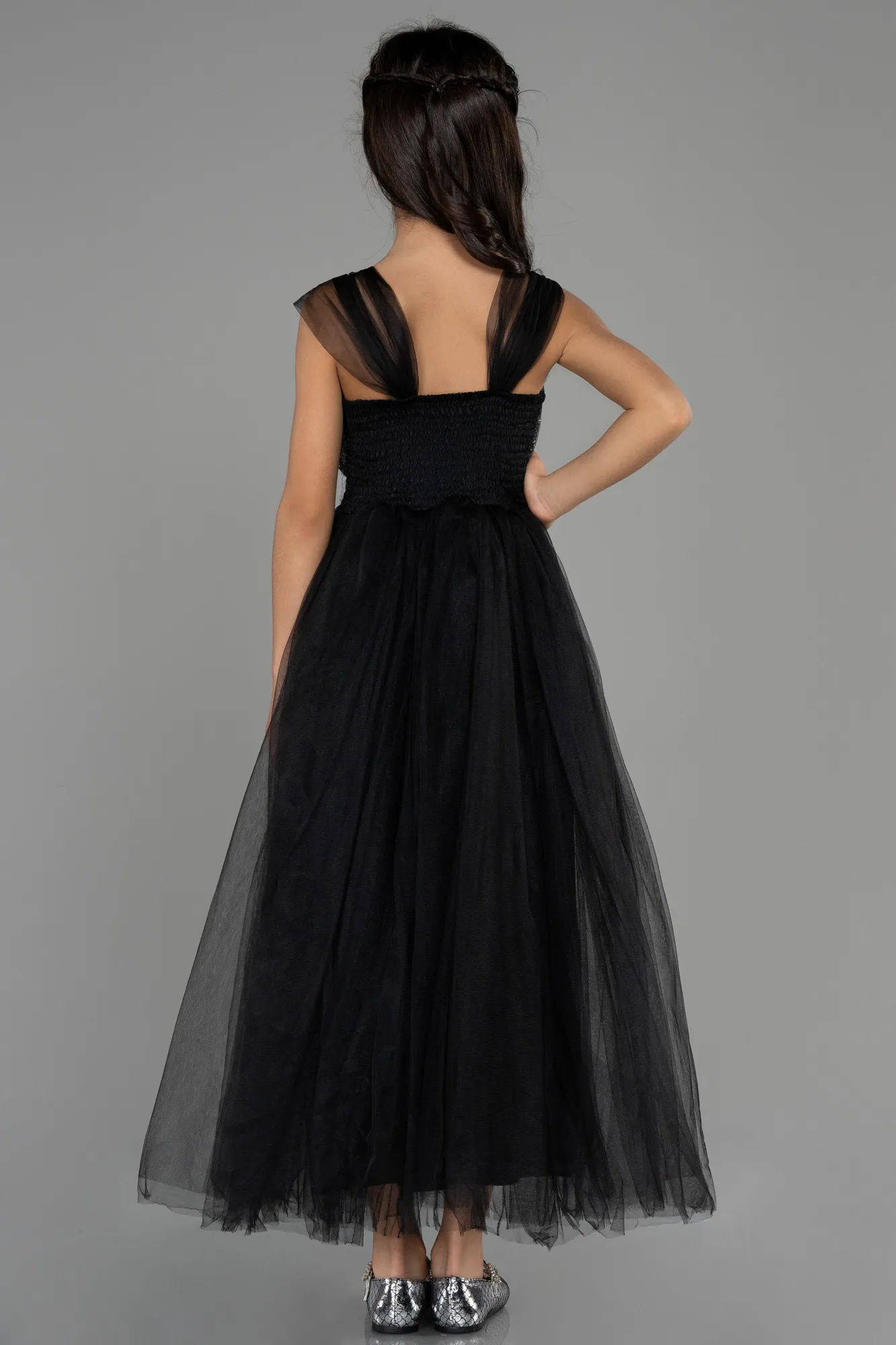 Black-Long Girl Dress ABU3566