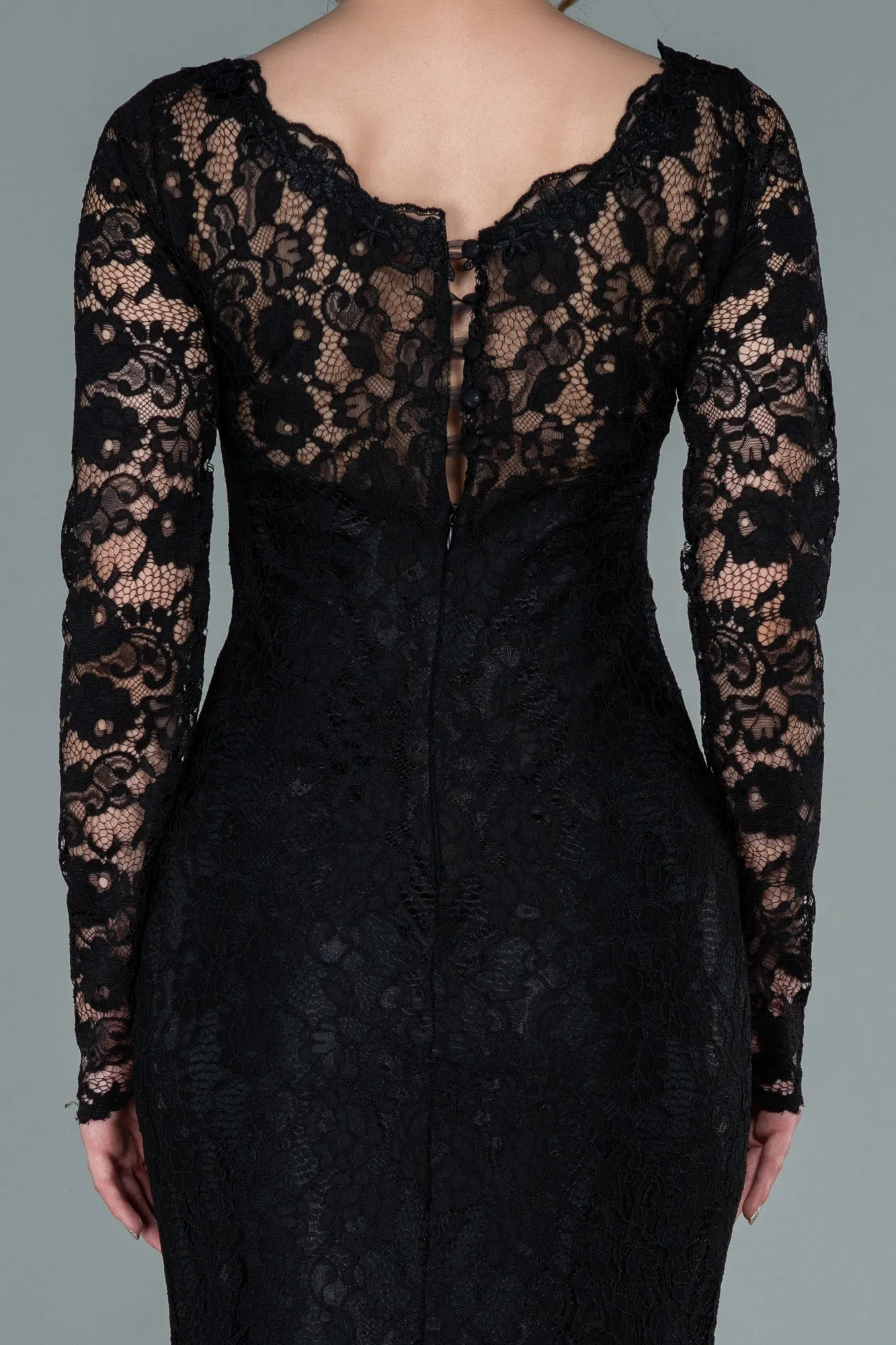 Black-Long Laced Evening Dress ABU1571