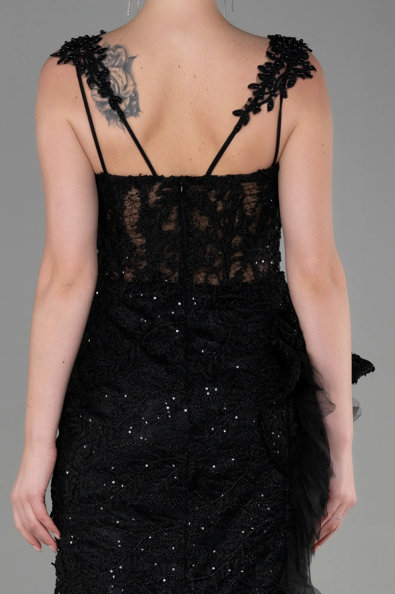 Black-Long Laced Evening Dress ABU3317