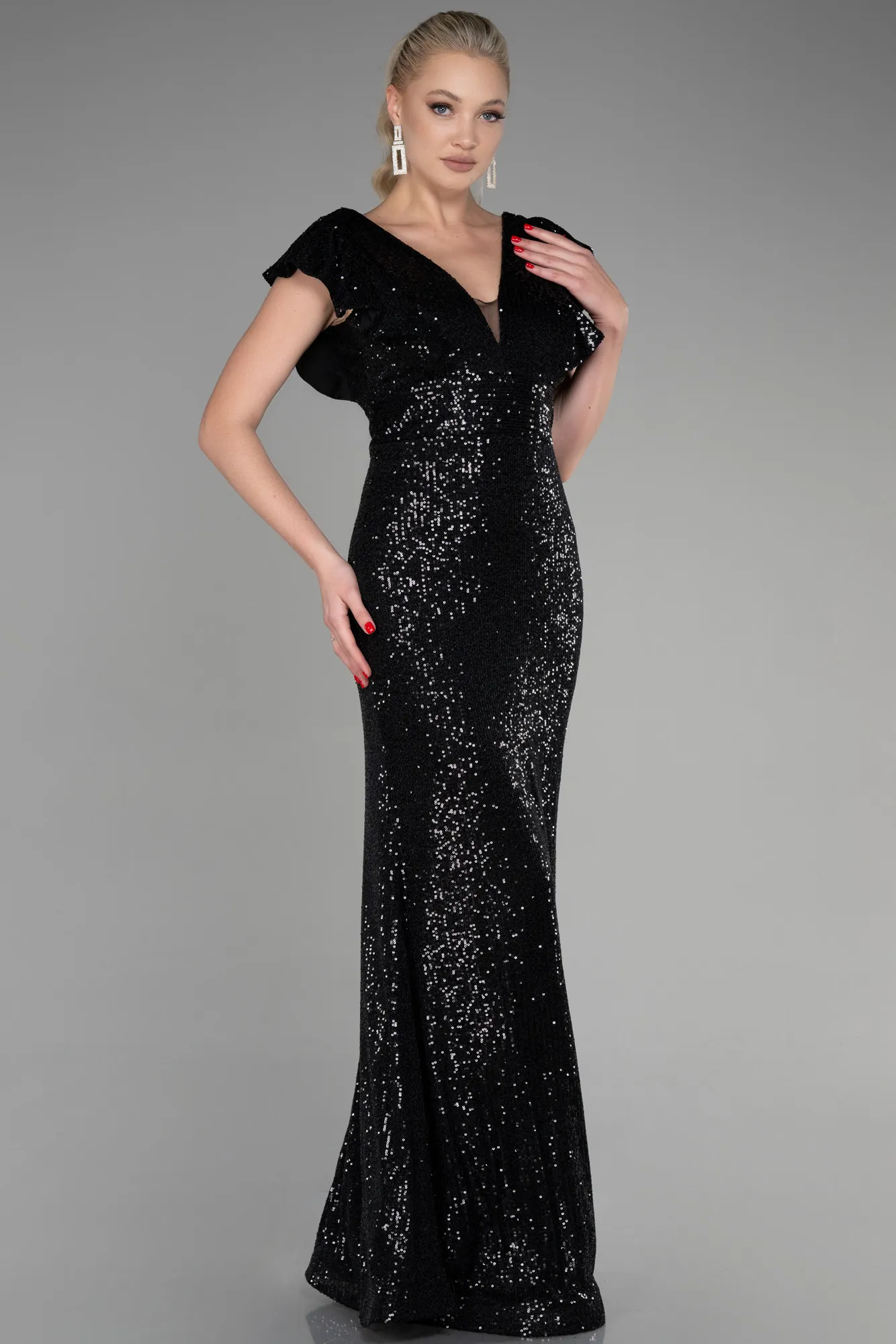 Black-Long Mermaid Evening Dress ABU1481