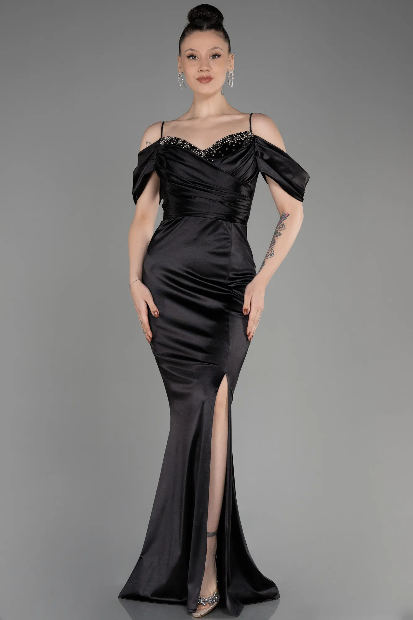 Black-Long Mermaid Evening Dress ABU3241