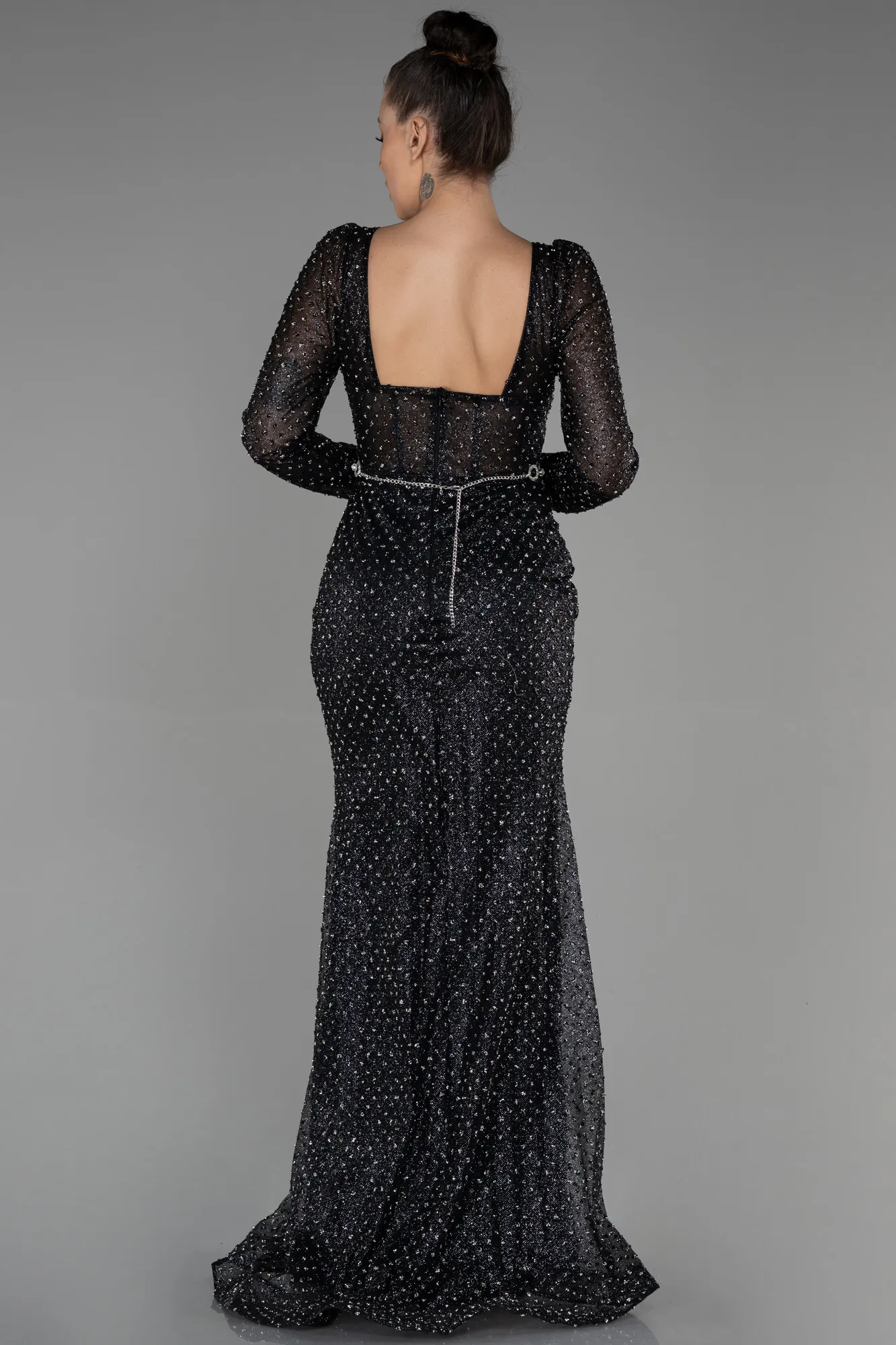 Black-Long Mermaid Evening Dress ABU3305