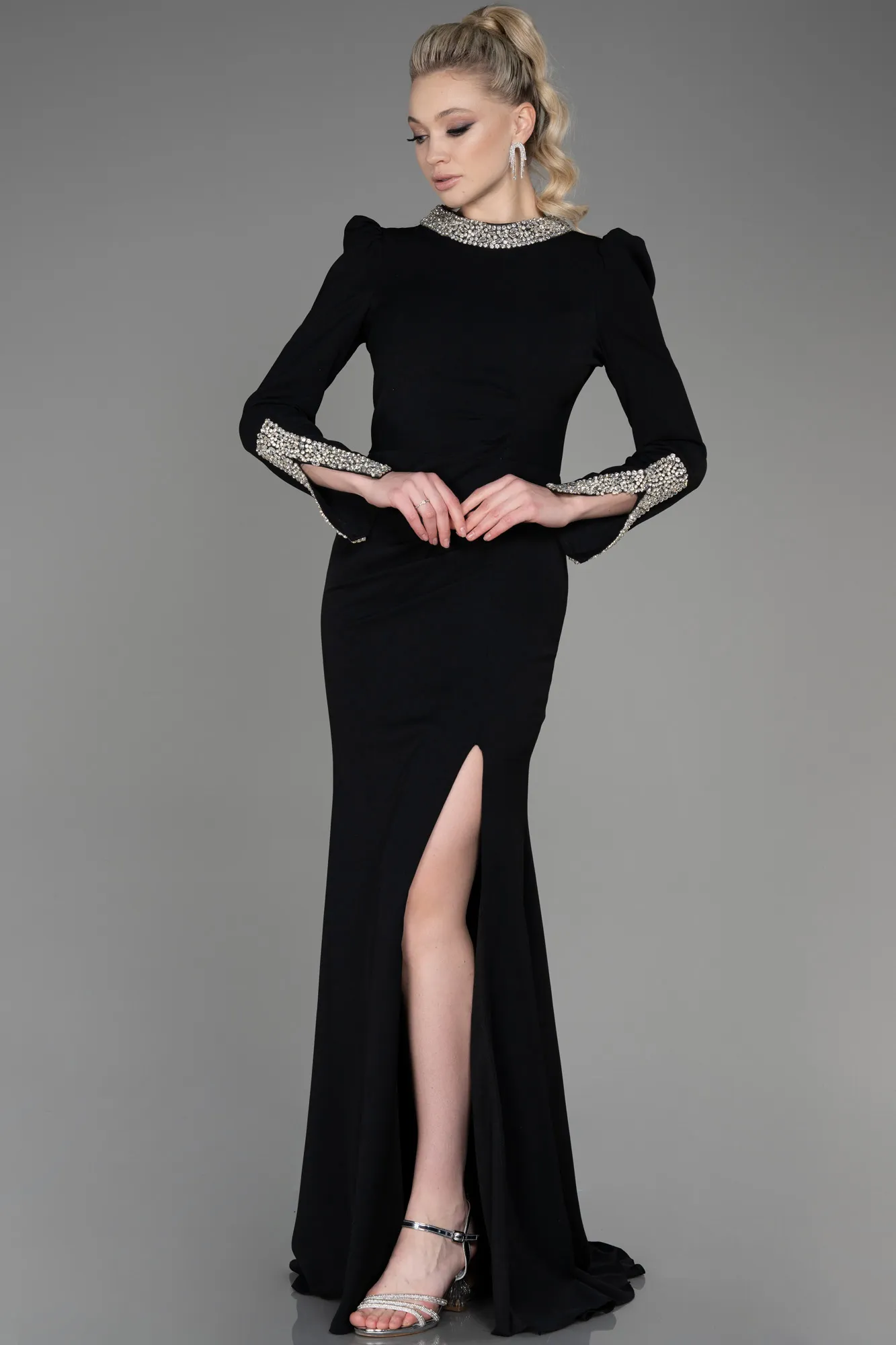 Black-Long Mermaid Evening Gown ABU3709