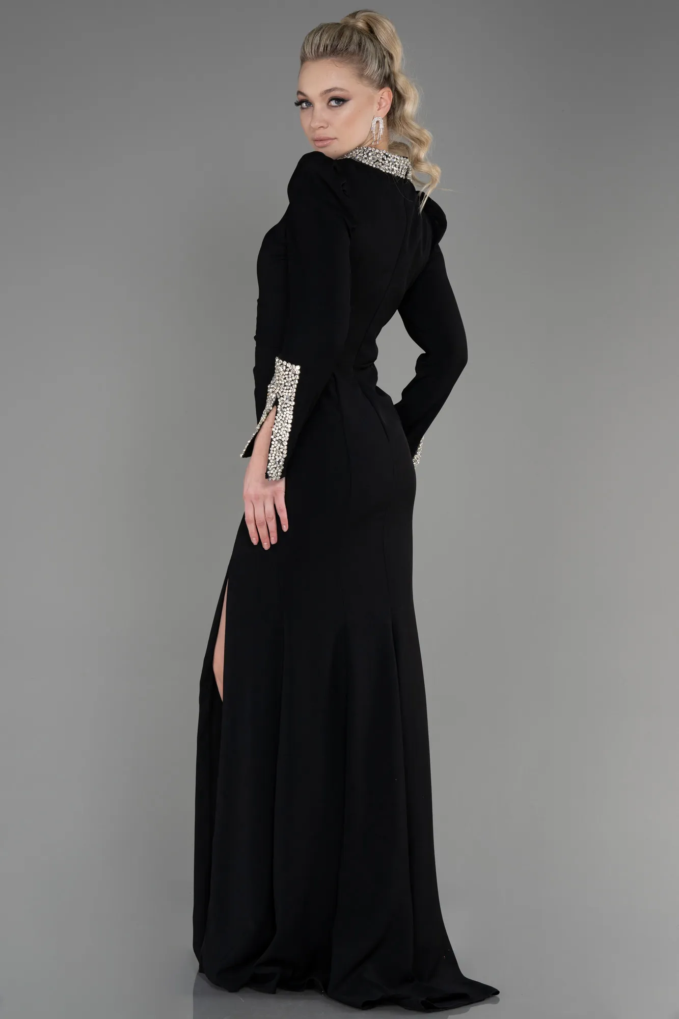 Black-Long Mermaid Evening Gown ABU3709