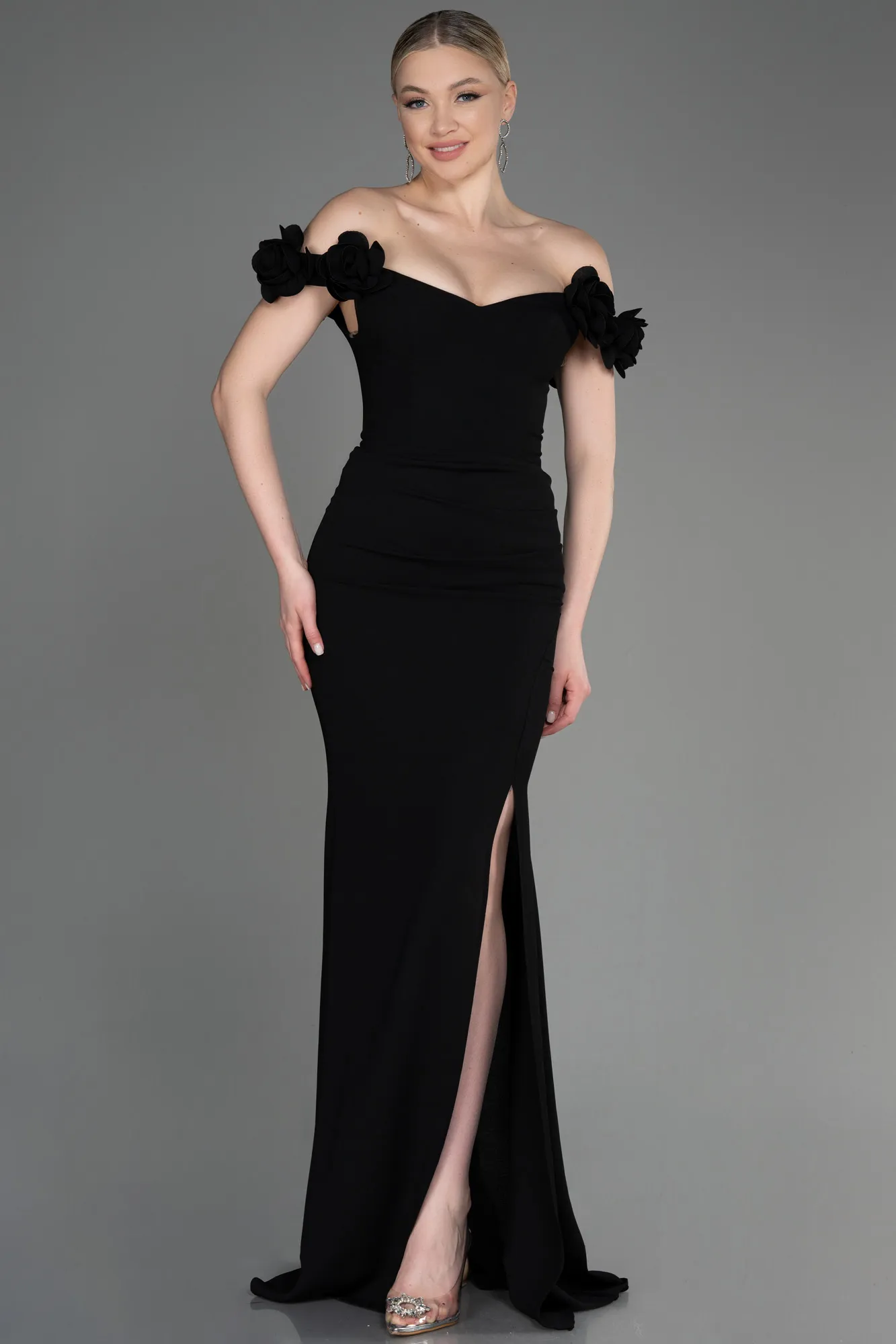 Black-Long Mermaid Evening Gown ABU3891