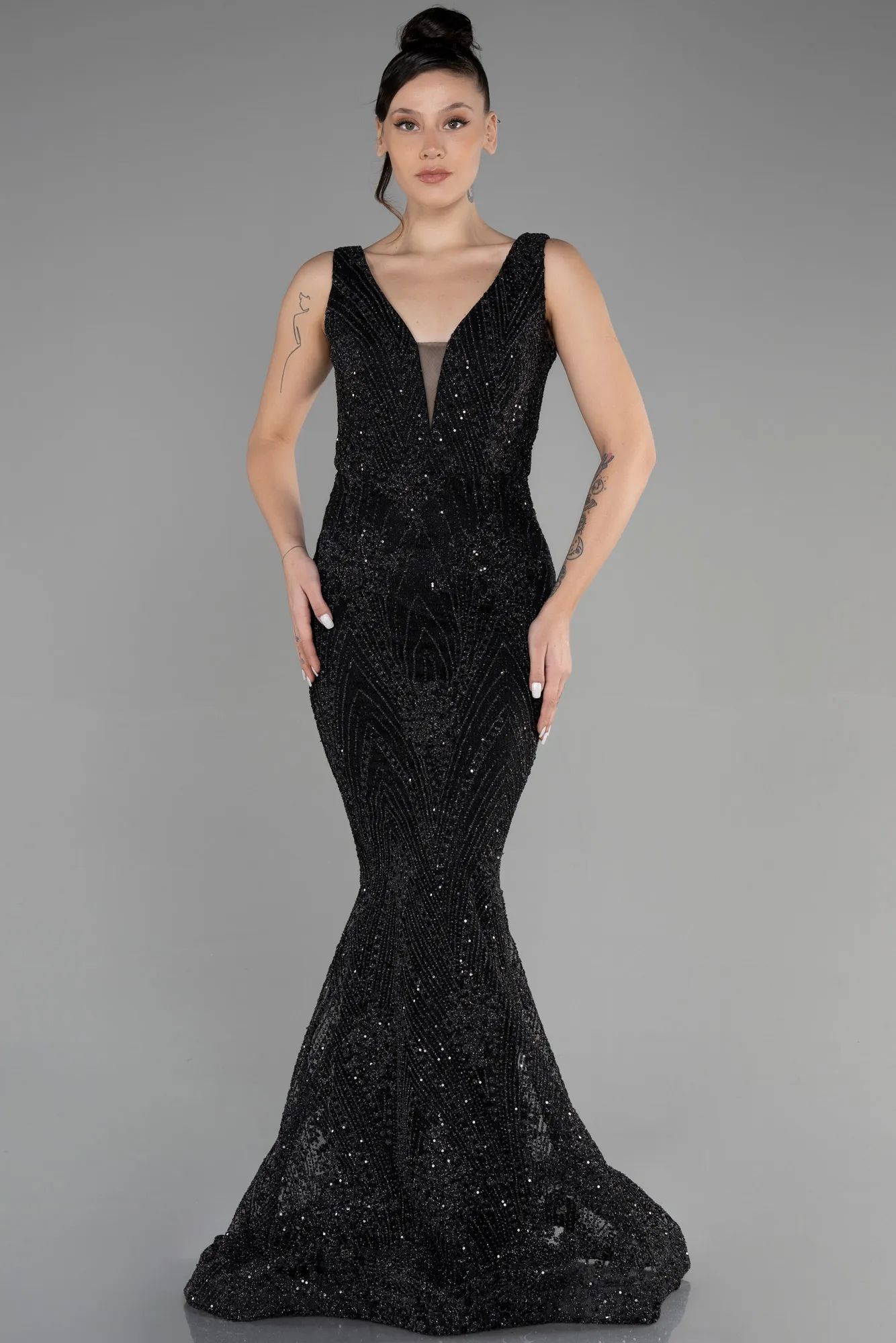Black-Long Mermaid Prom Dress ABU3178
