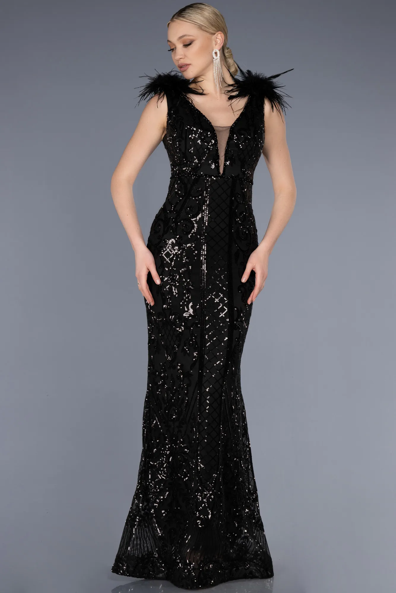 Black-Long Mermaid Prom Dress ABU3669