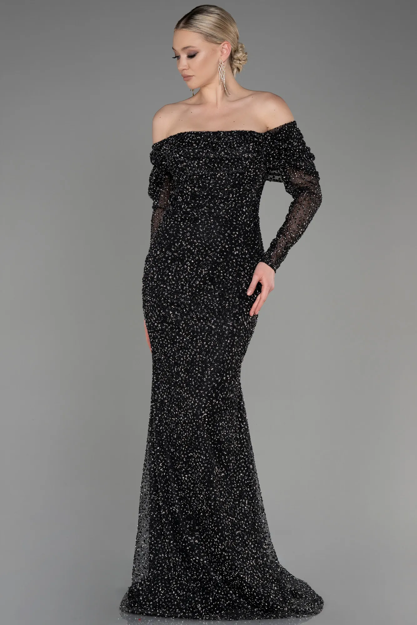 Black-Long Mermaid Prom Dress ABU3756