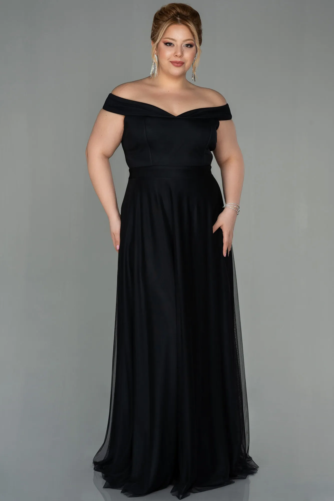 Black-Long Oversized Evening Dress ABU020