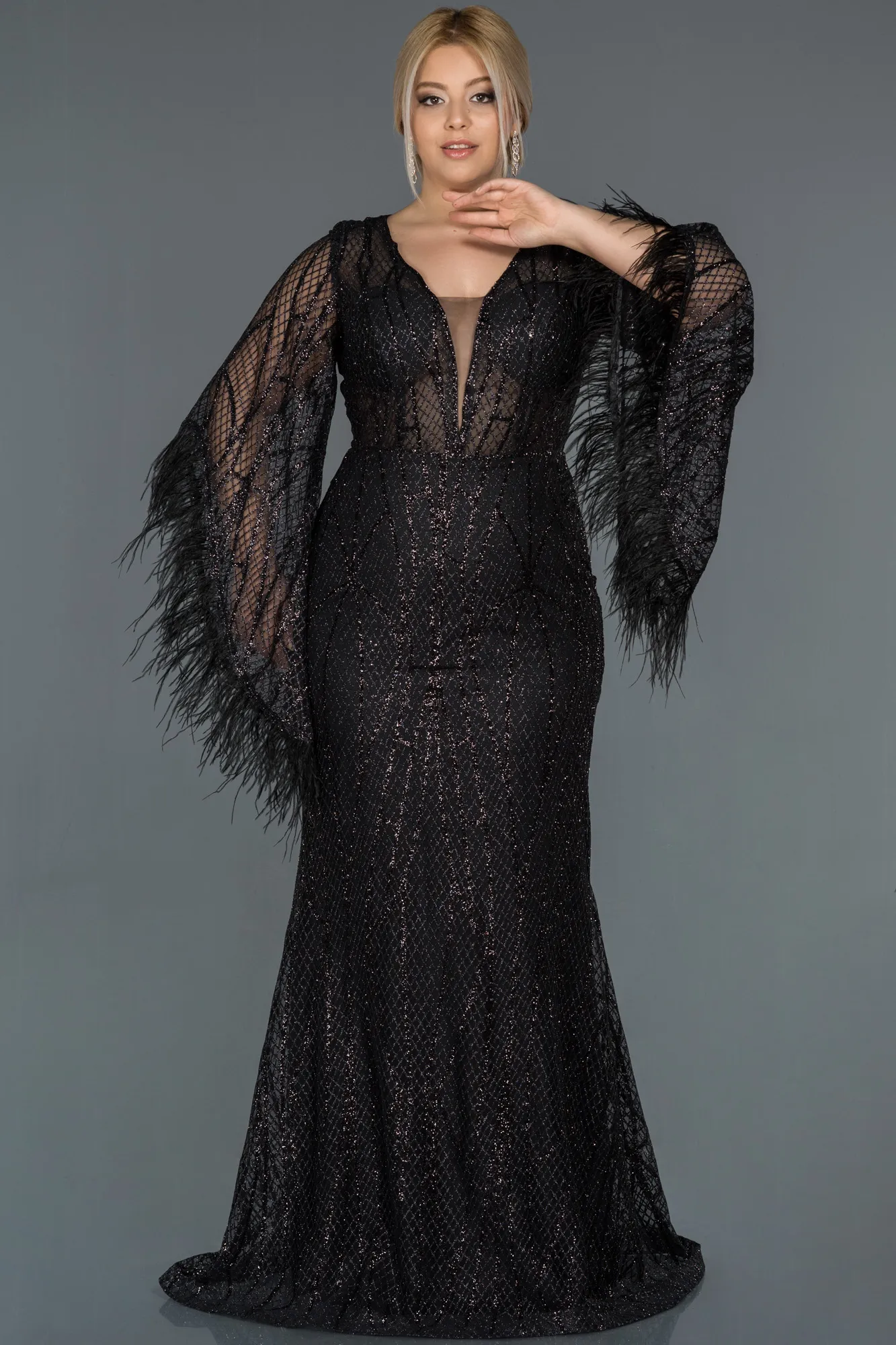 Black-Long Oversized Evening Dress ABU1219
