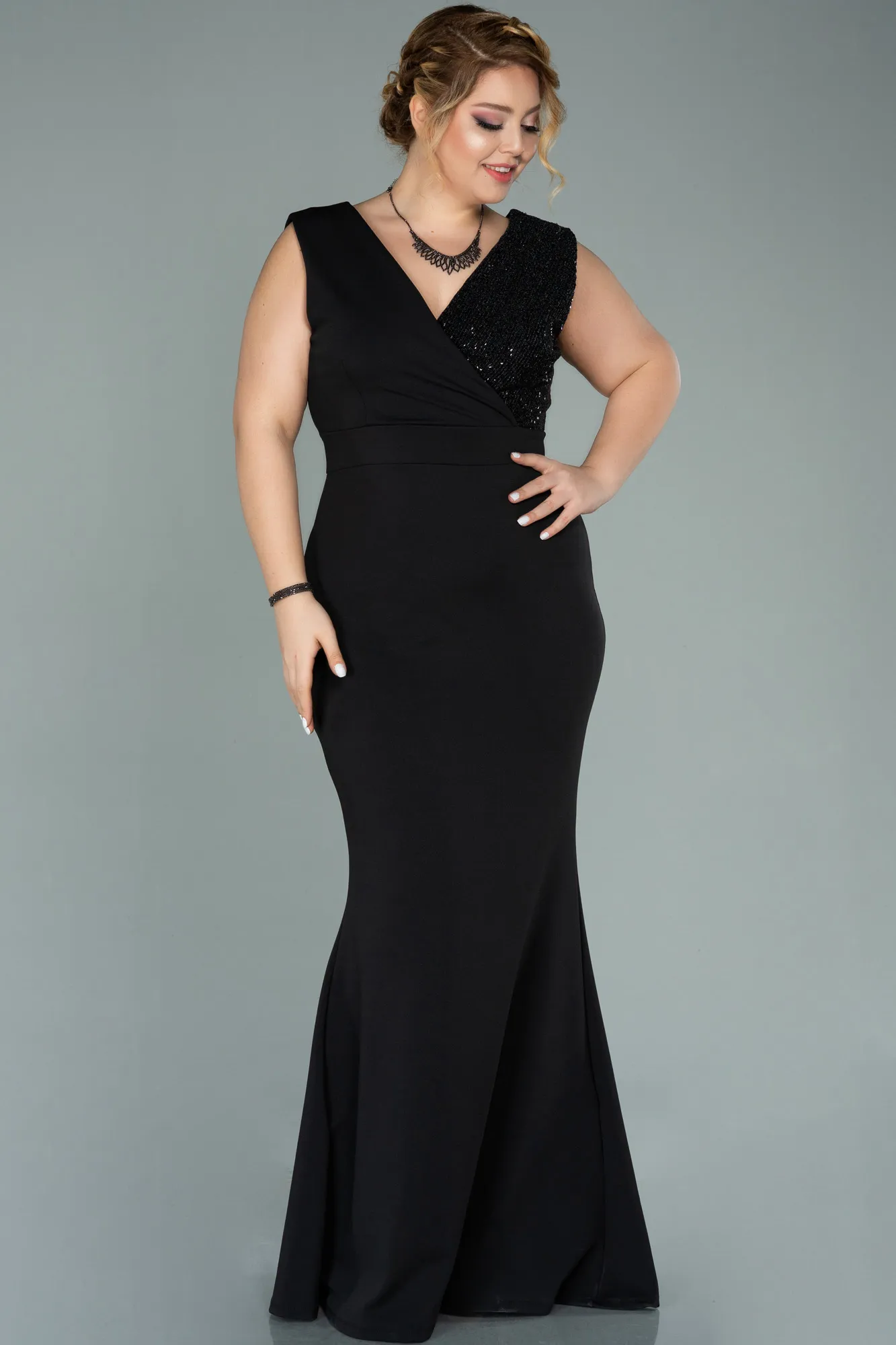 Black-Long Oversized Evening Dress ABU1482