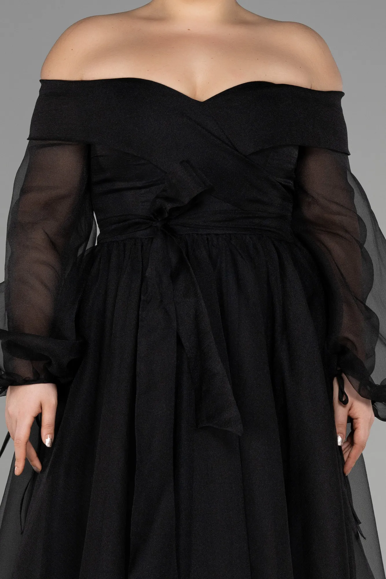 Black-Long Oversized Evening Dress ABU1535