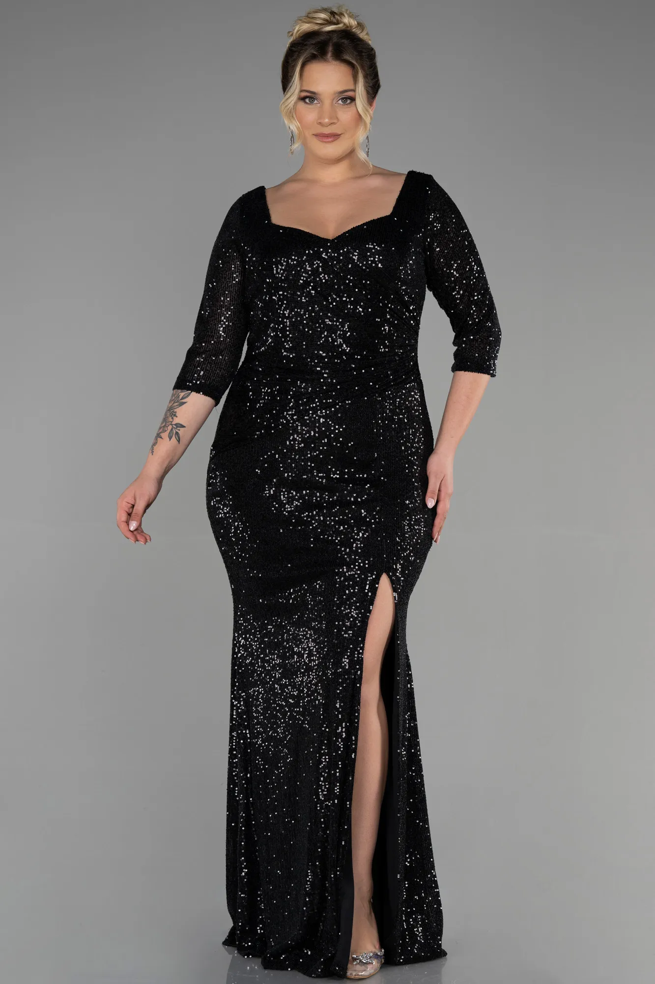 Black-Long Oversized Evening Dress ABU1697