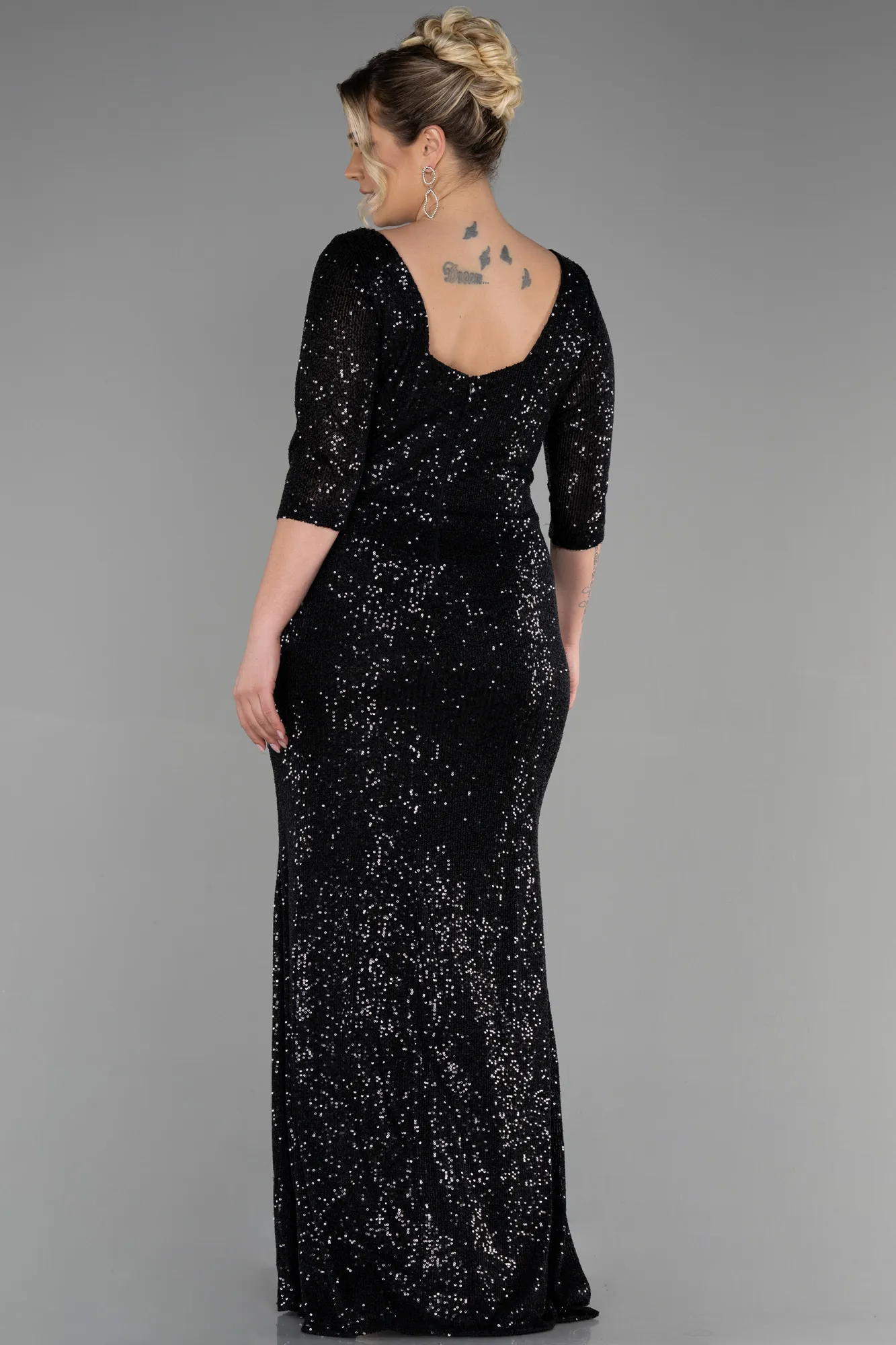 Black-Long Oversized Evening Dress ABU1697