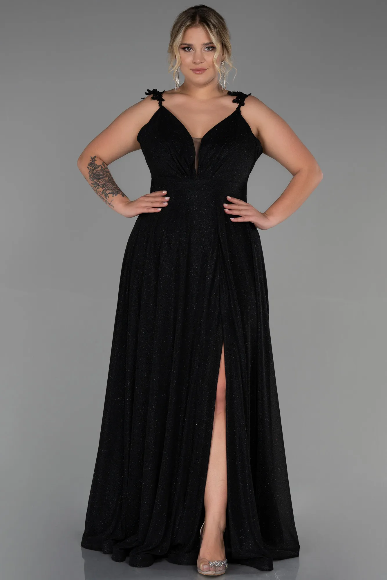 Black-Long Oversized Evening Dress ABU3174